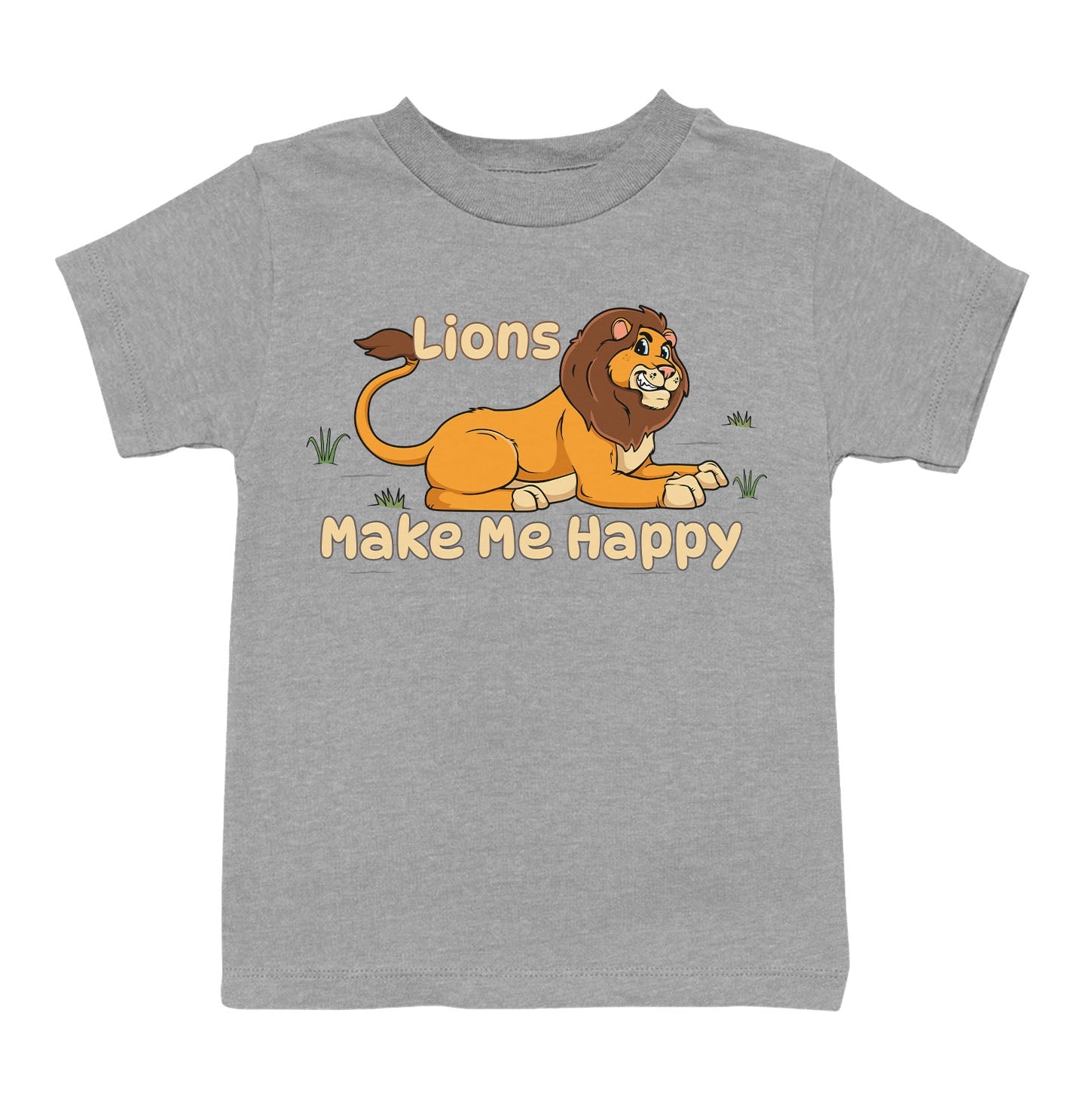 Lion Toon Make Me Happy - Toddler Unisex T-Shirt - Grey