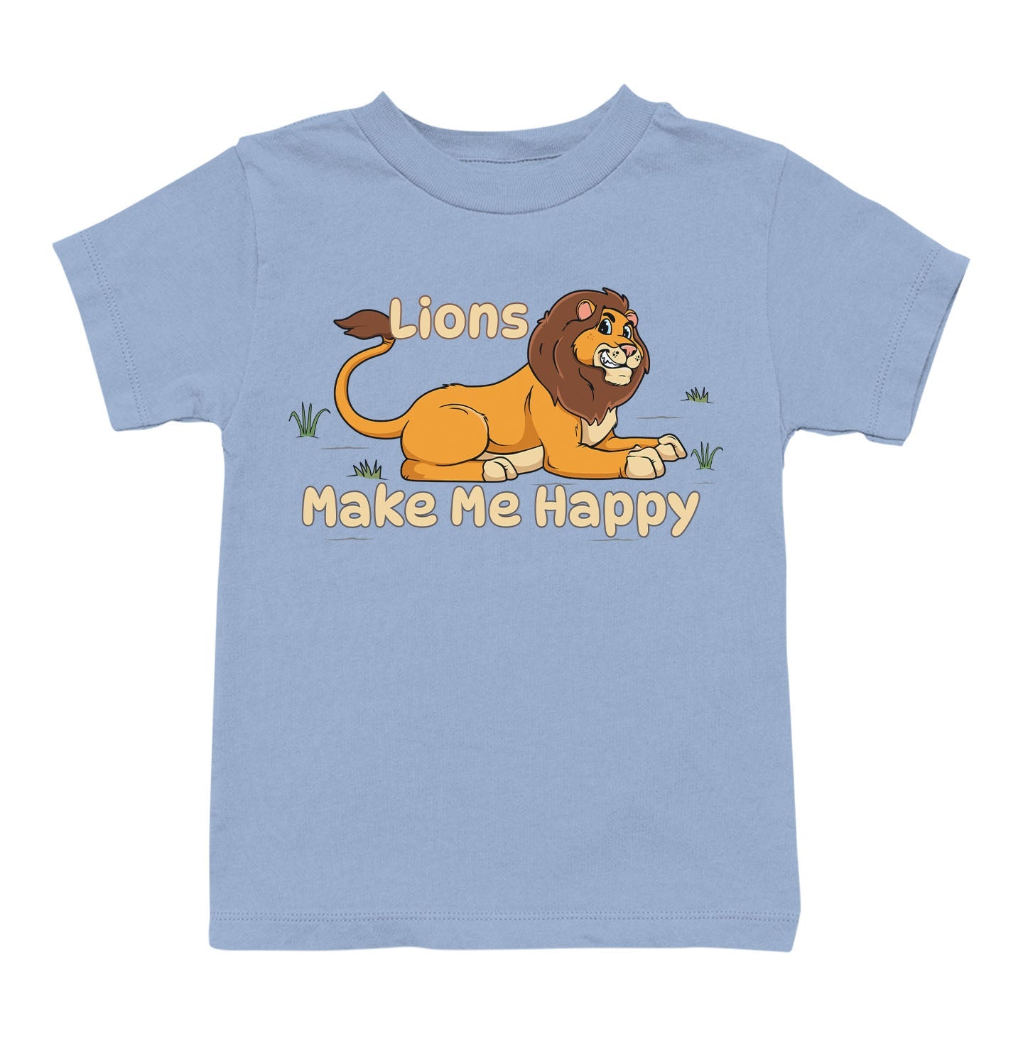 Lion Toon Make Me Happy - Toddler Unisex T-Shirt - Light Blue
