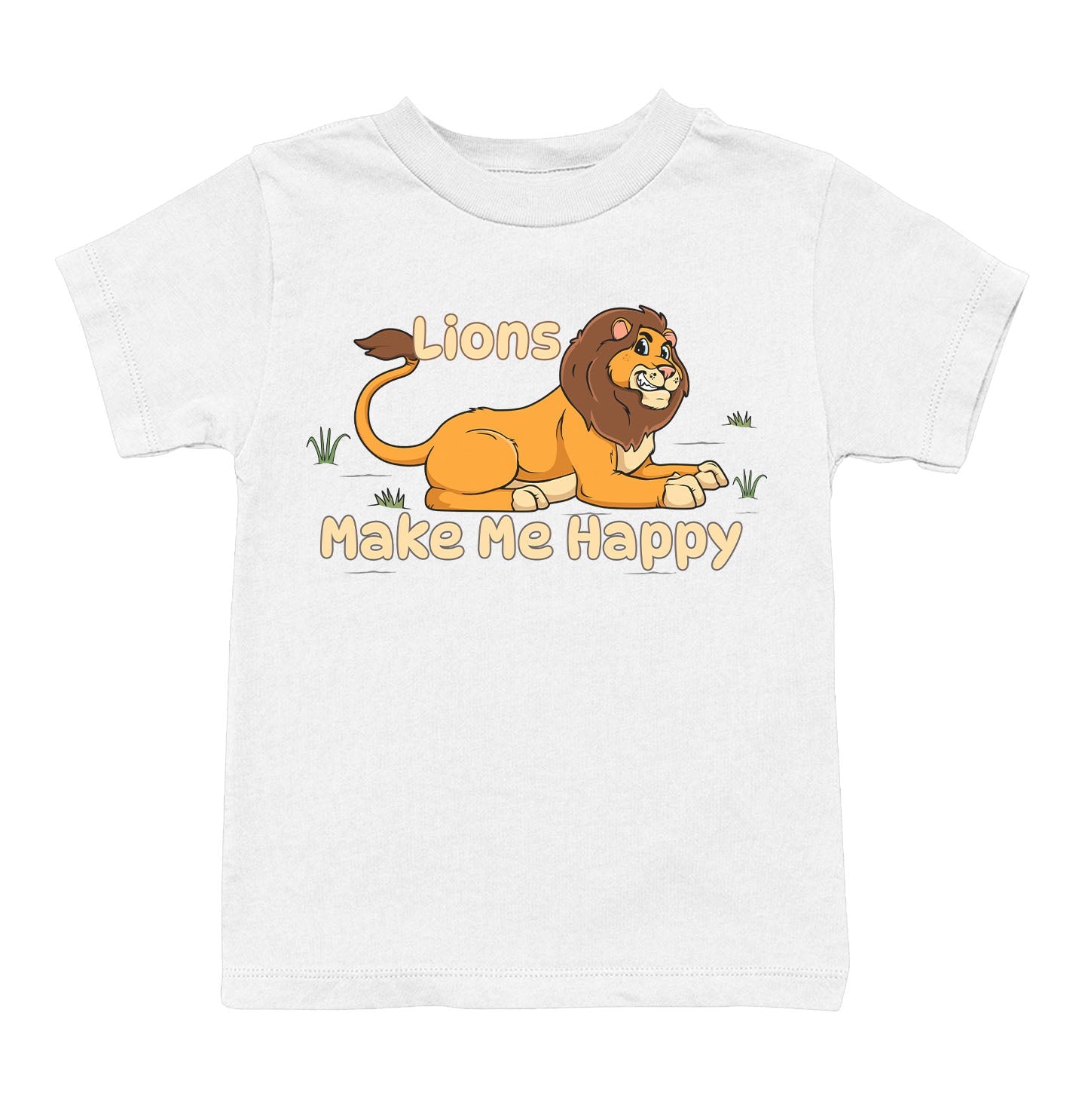 Lion Toon Make Me Happy - Toddler Unisex T-Shirt - White