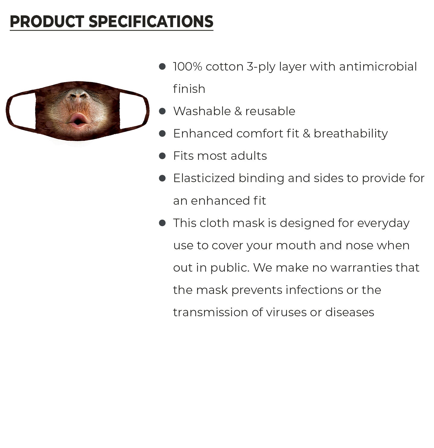 Black Bear Face - Adult Unisex Face Mask