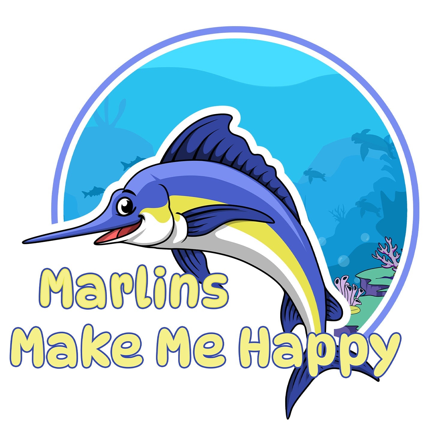 Marlin Toon Make Me Happy - Adult Unisex T-Shirt - Graphic