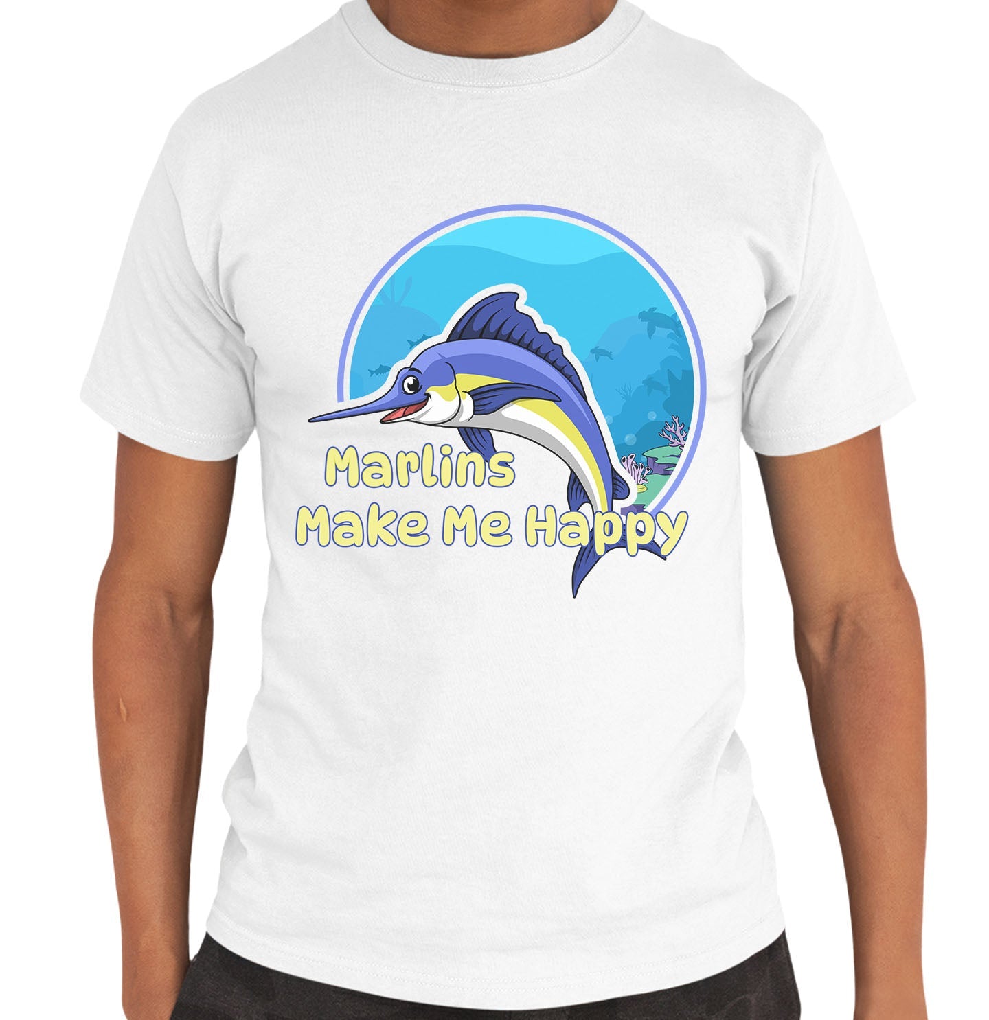 Marlin Toon Make Me Happy - Adult Unisex T-Shirt - White