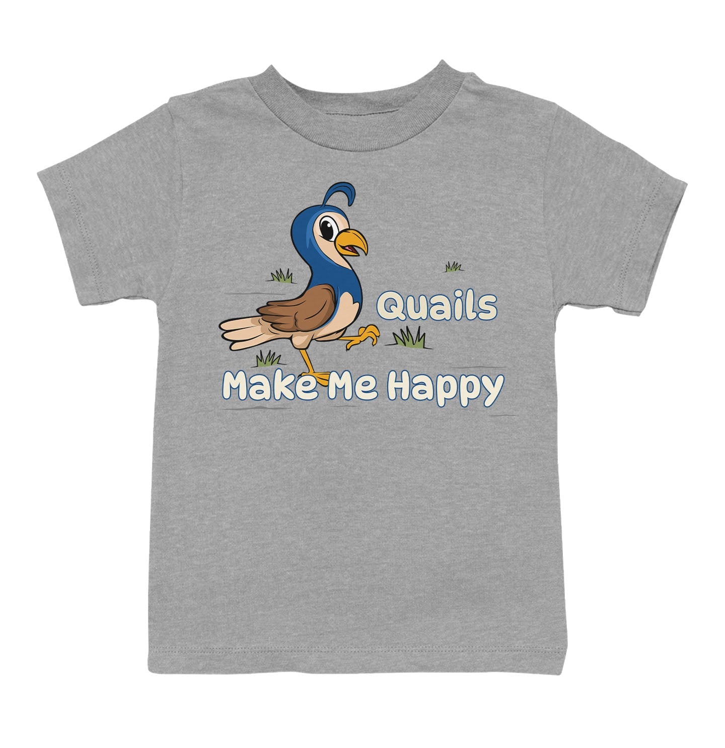 Quail Toon Make Me Happy - Toddler Unisex T-Shirt - Grey