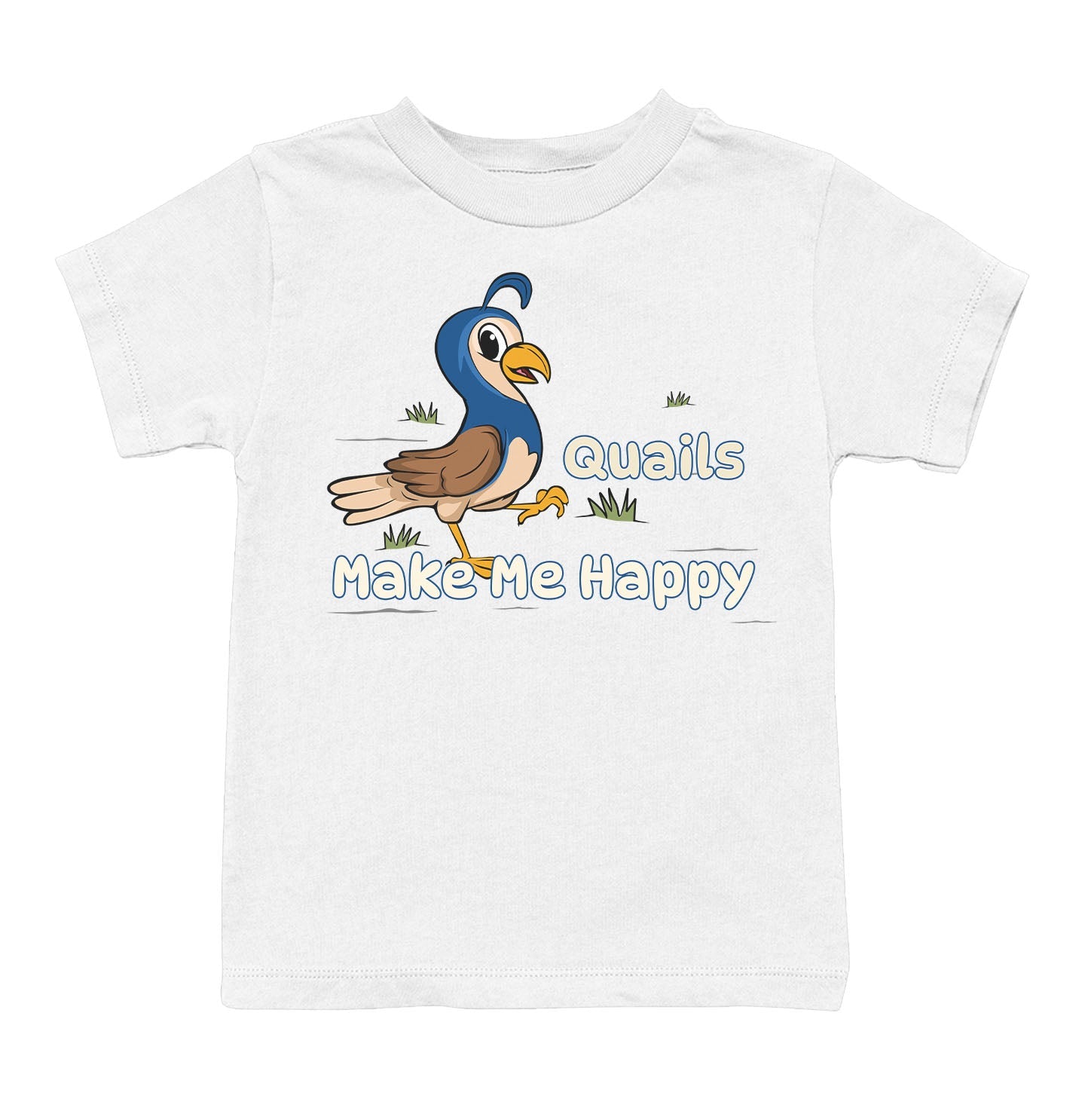 Quail Toon Make Me Happy - Toddler Unisex T-Shirt - White