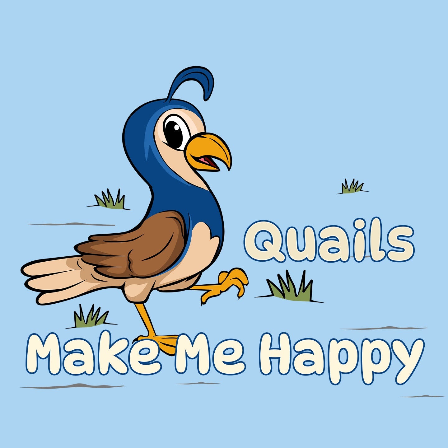 Quail Toon Make Me Happy - Kids' Unisex T-Shirt - Graphic