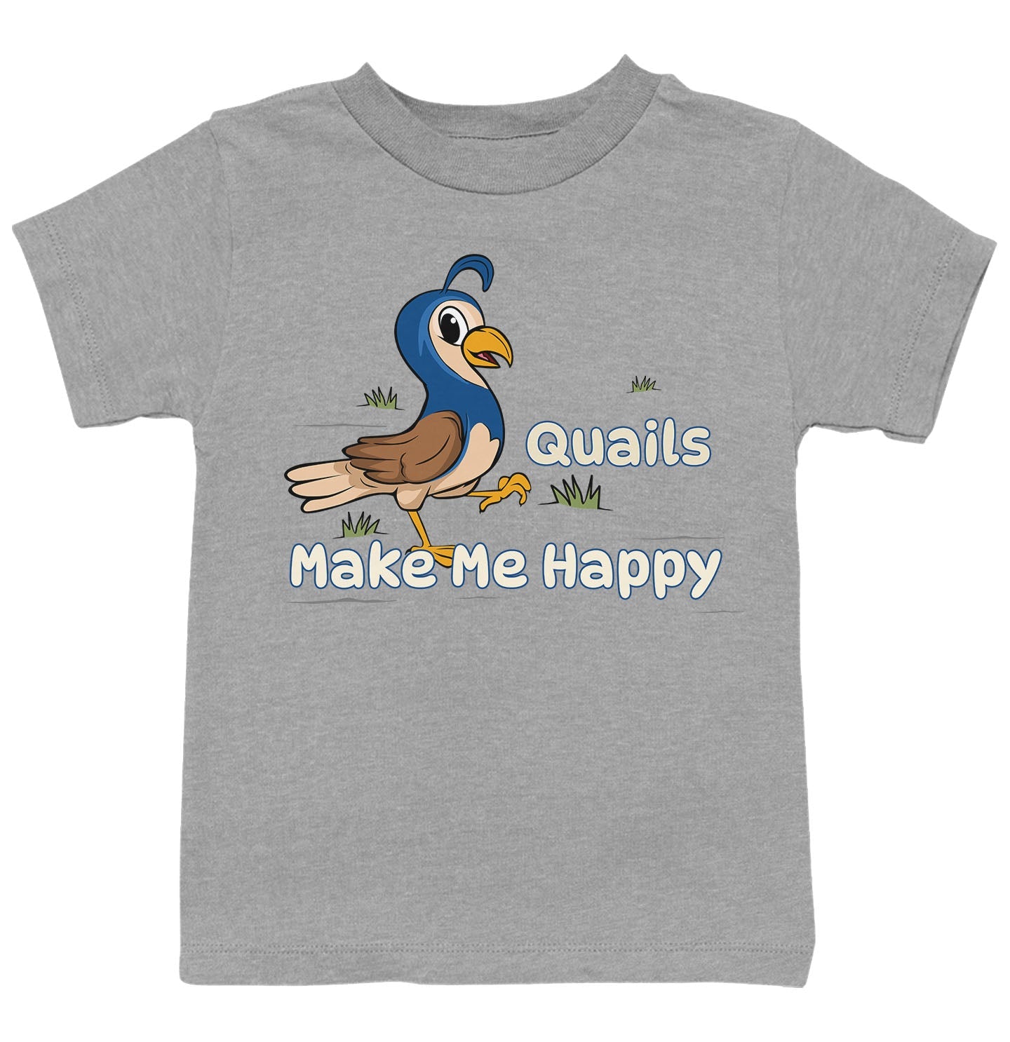 Quail Toon Make Me Happy - Kids' Unisex T-Shirt - Grey
