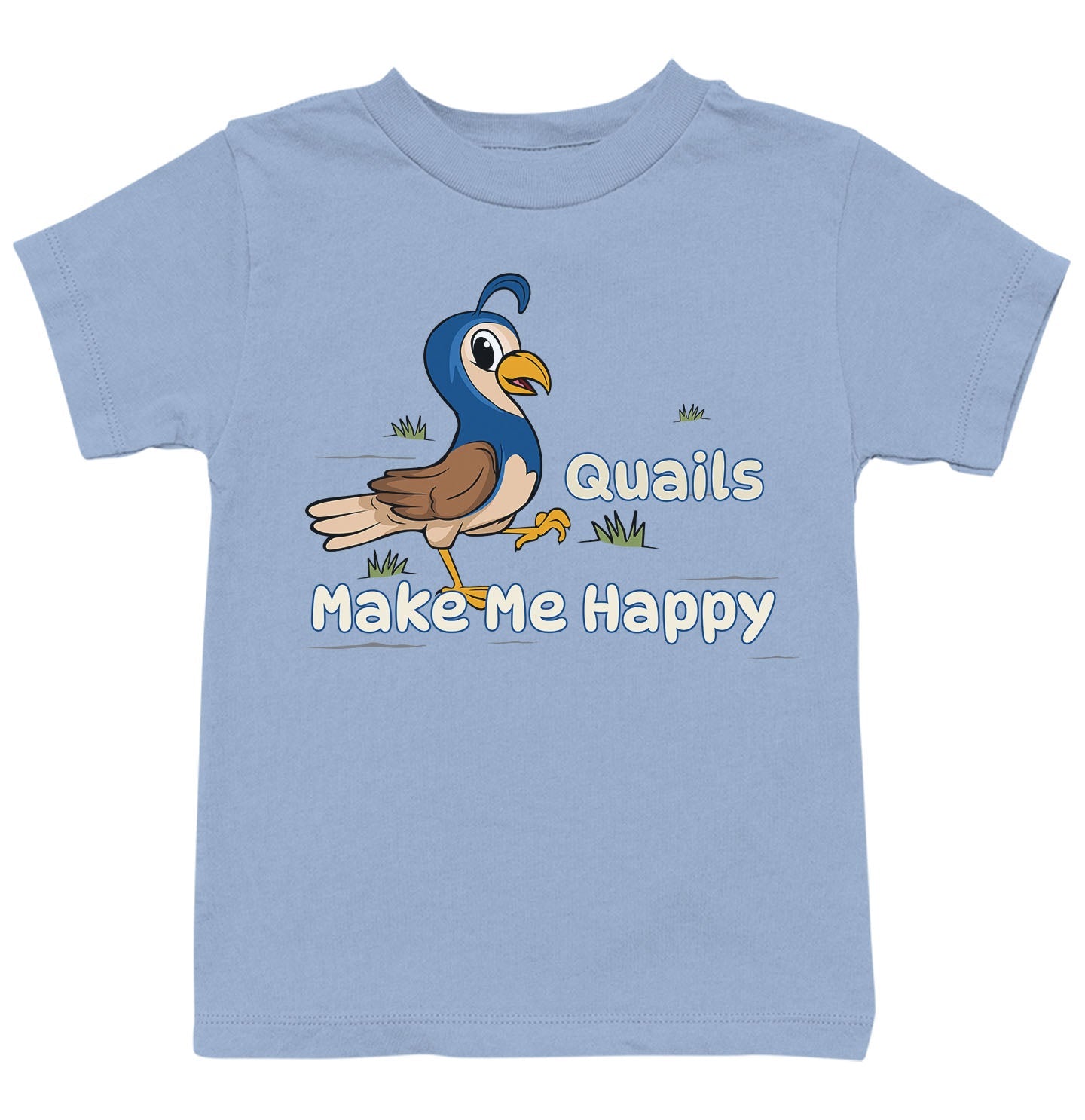 Quail Toon Make Me Happy - Kids' Unisex T-Shirt - Light Blue
