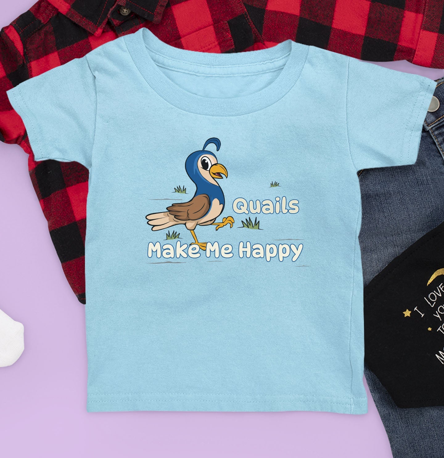 Quail Toon Make Me Happy Kids' Unisex T-Shirt - Main Image