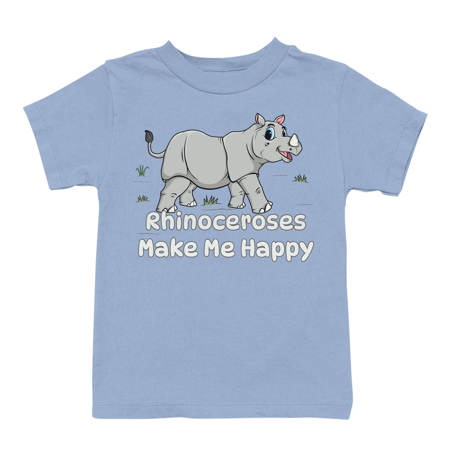 Rhinoceros Toon Make Me Happy - Toddler Unisex T-Shirt - Light Blue
