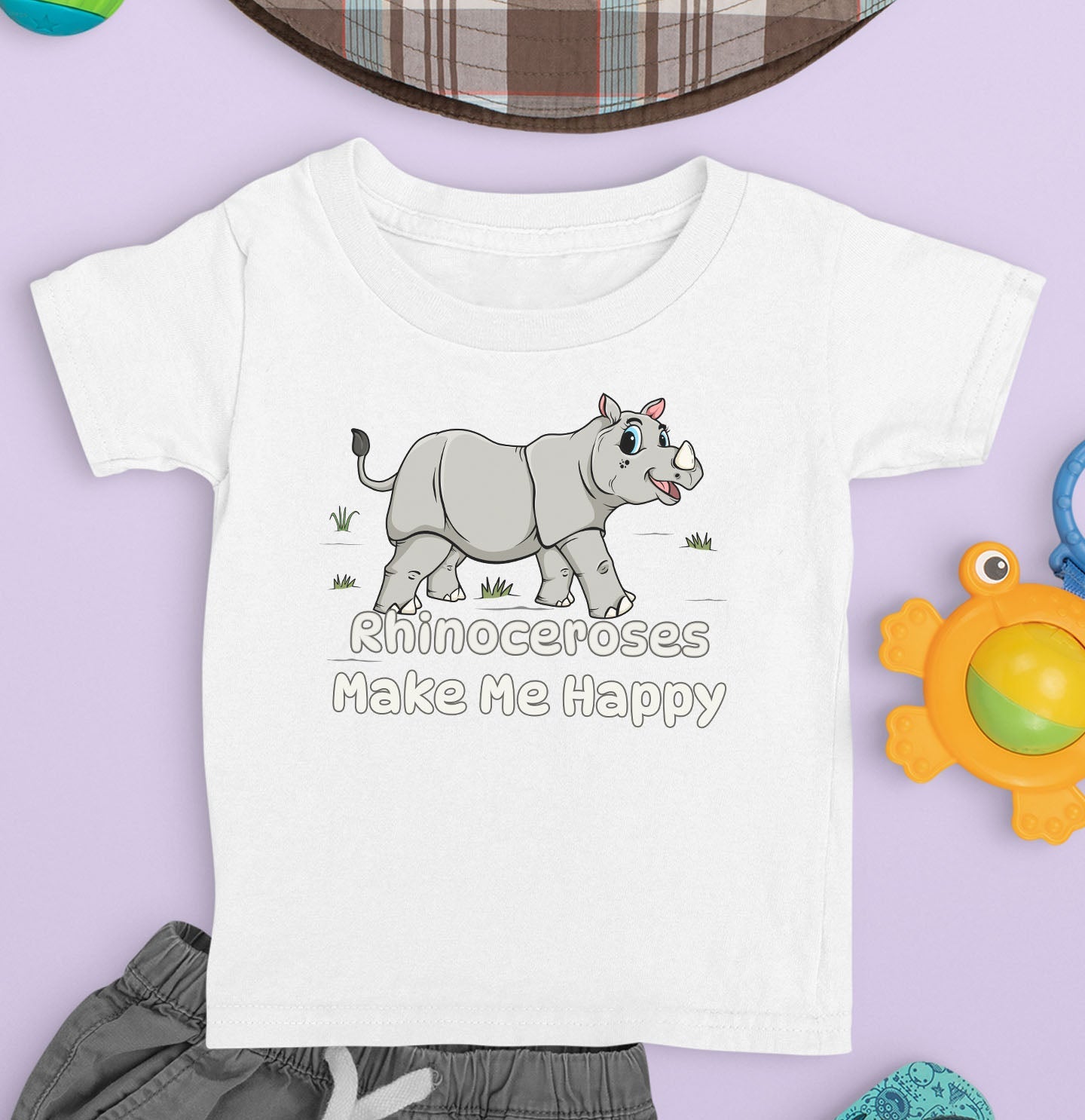 Rhinoceros Toon Make Me Happy - Toddler Unisex T-Shirt - Main