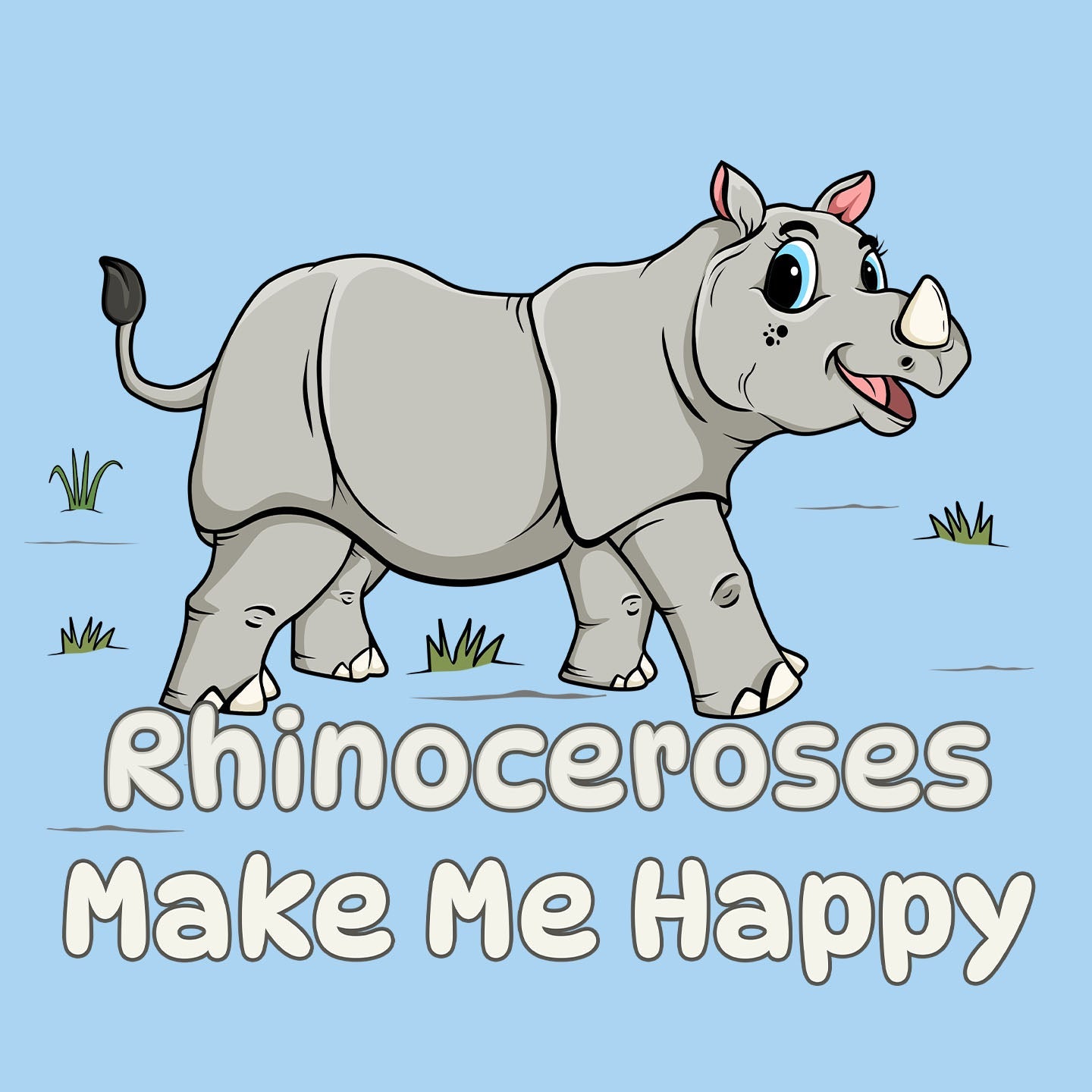 Rhinoceros Toon Make Me Happy - Kids' Unisex T-Shirt - Graphic