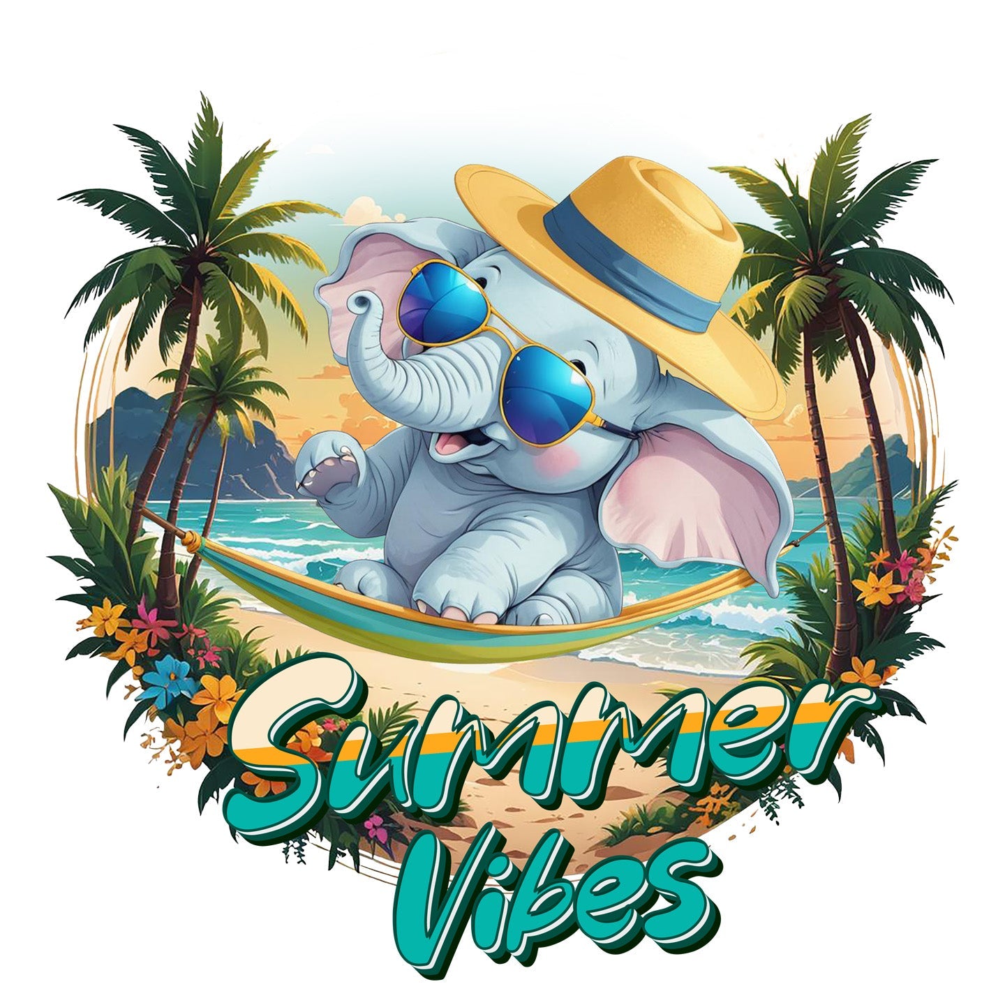 Summer Vibes Elephant - Women's Tri-Blend T-Shirt - Graphic