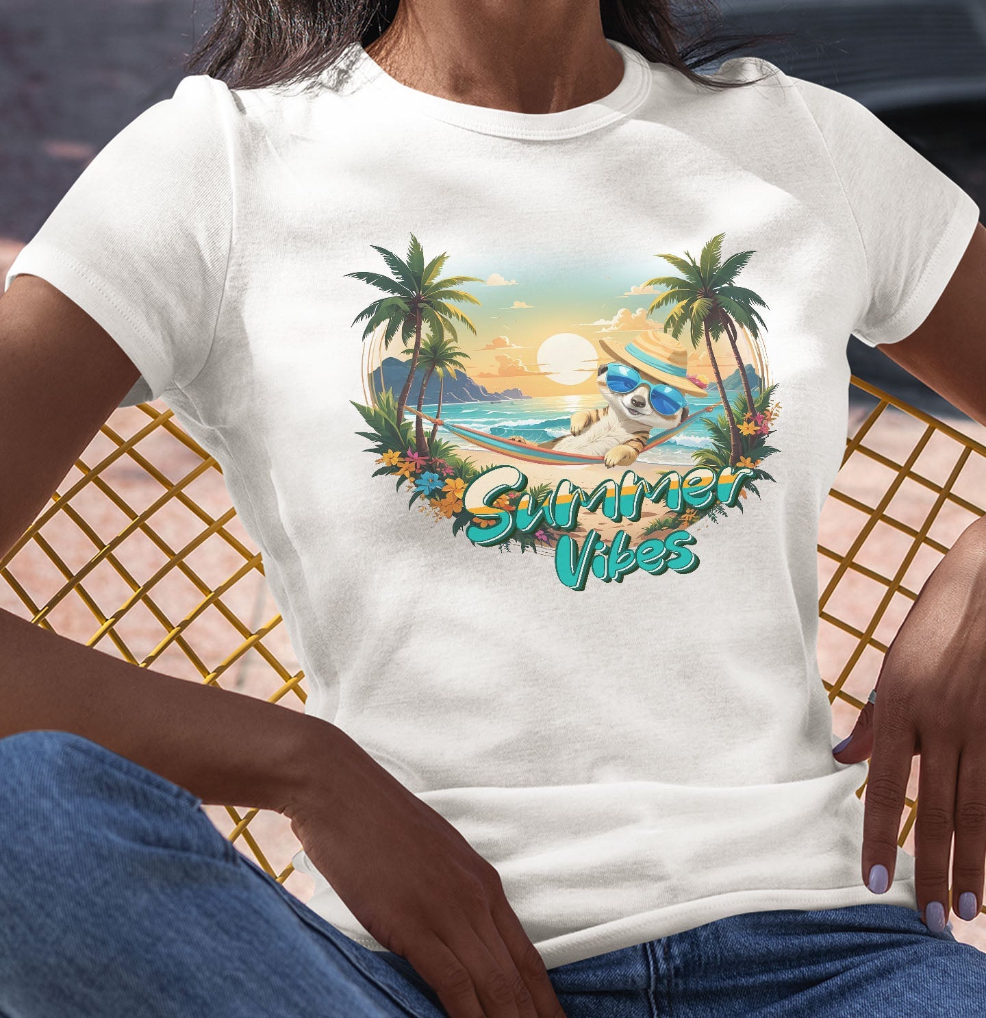 Summer Vibes Meerkat - Women's Tri-Blend T-Shirt - Main