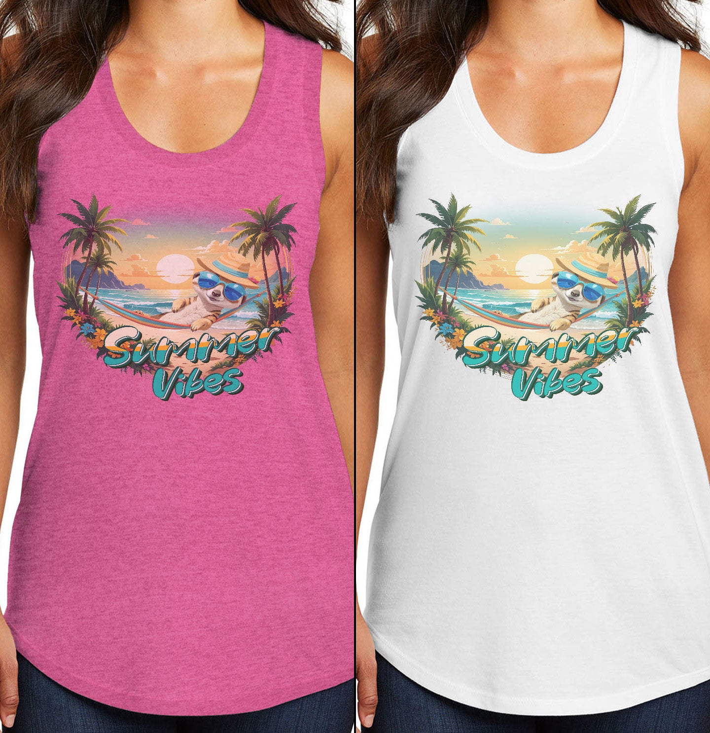 Summer Vibes Meerkat - Women's Tri-Blend Racerback Tank