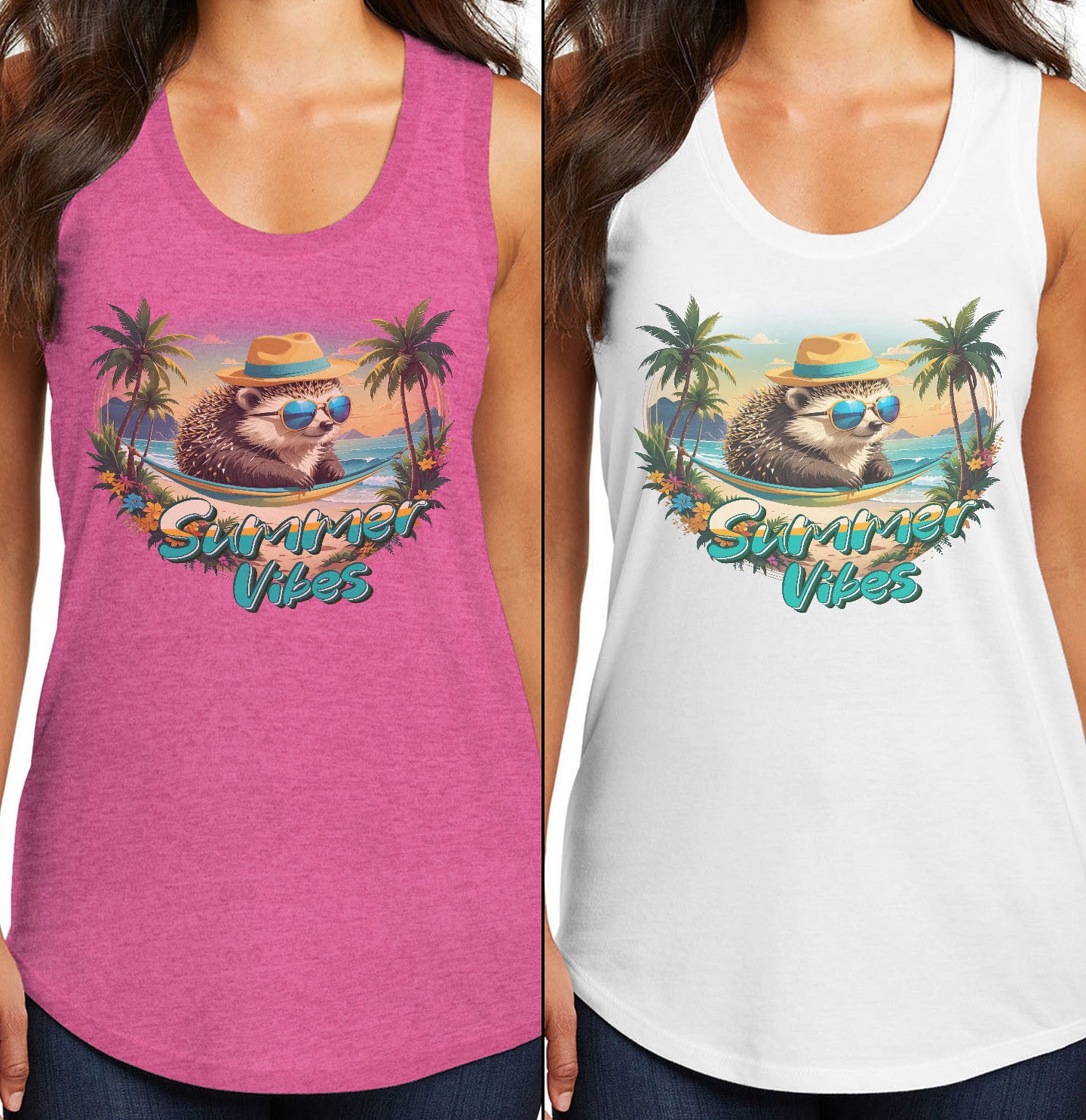 Summer Vibes Porcupine - Women's Tri-Blend Racerback Tank