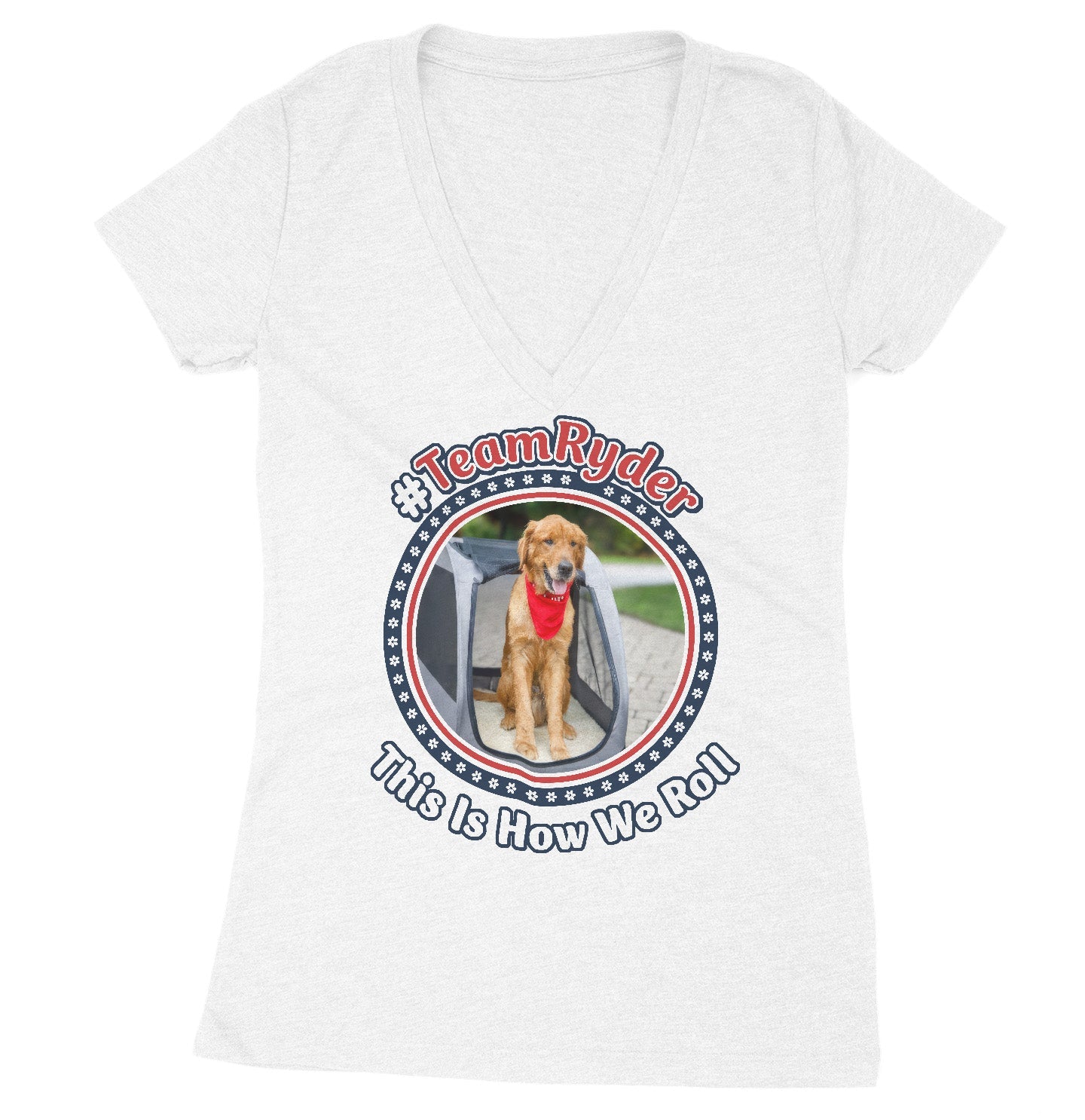 Team Ryder How We Roll - Women's V-Neck Tri-Blend T-Shirt - Pink - Large - White