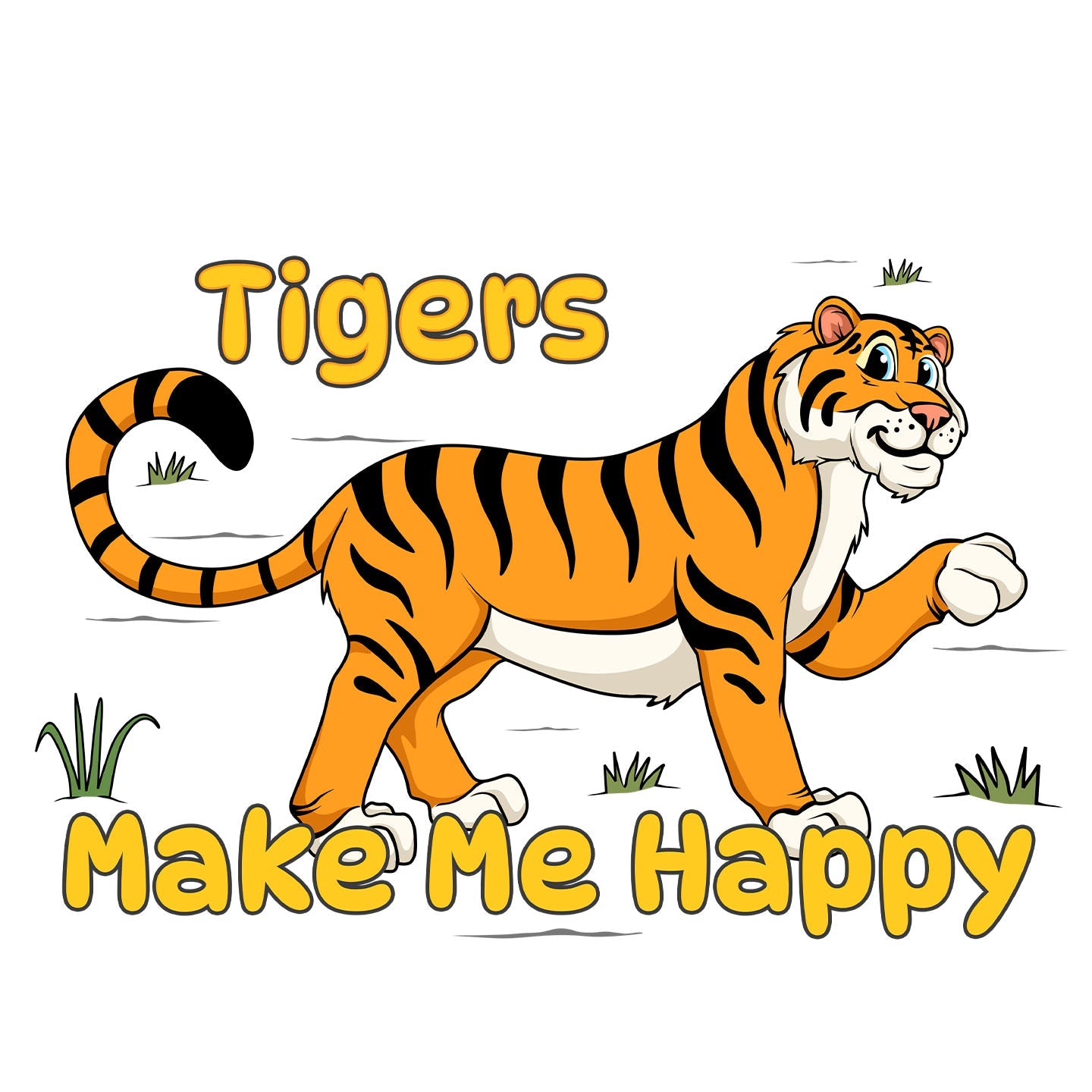 Tiger Toon Make Me Happy - Adult Unisex T-Shirt - Graphic