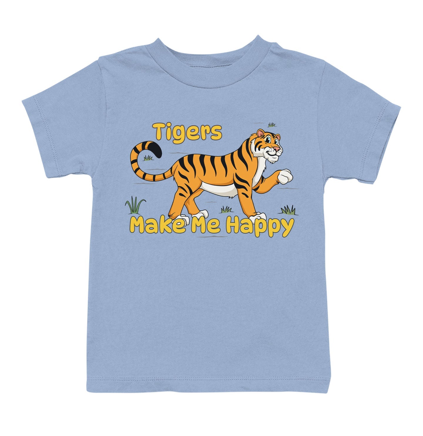 Tiger Toon Make Me Happy - Toddler Unisex T-Shirt - Light Blue