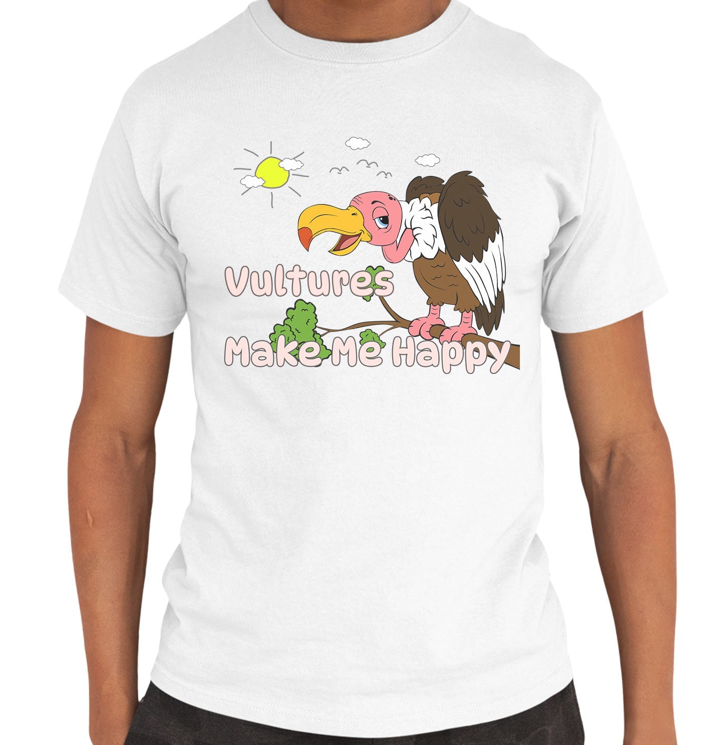 Vulture Toon Make Me Happy - Adult Unisex T-Shirt - White
