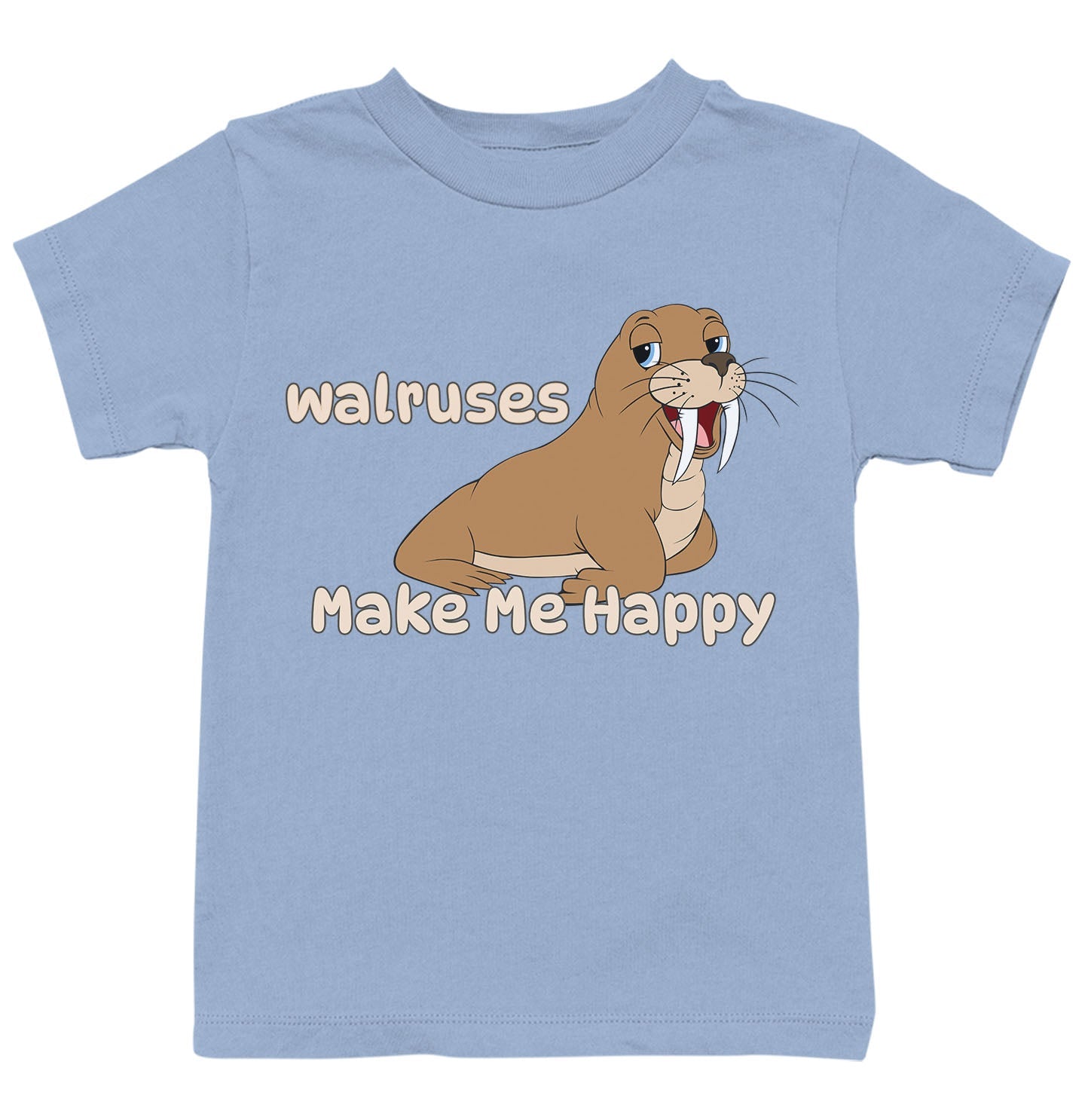 Walrus Toon Make Me Happy - Kids' Unisex T-Shirt - Light Blue