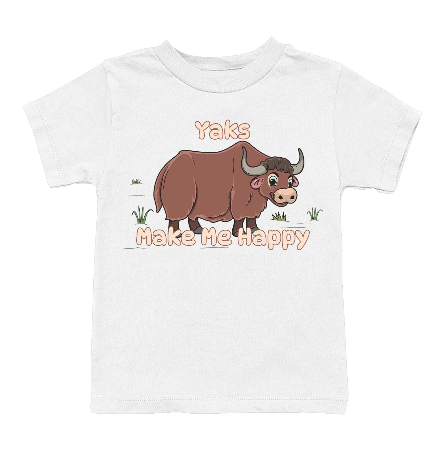 Yak Toon Make Me Happy - Toddler Unisex T-Shirt - White