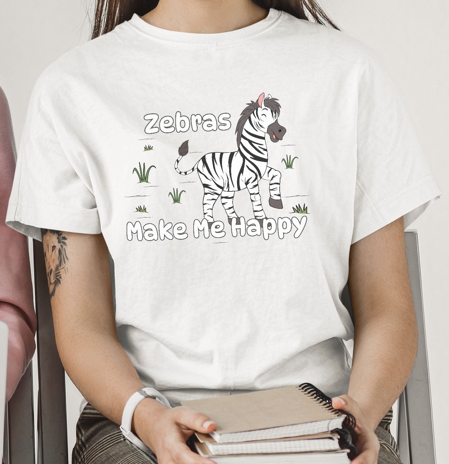 Zebra Toon Make Me Happy - Adult Unisex T-Shirt - Main