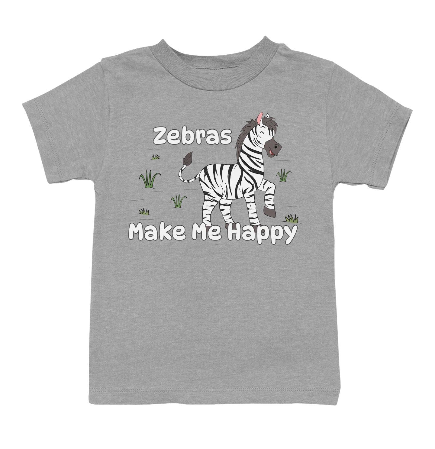 Zebra Toon Make Me Happy - Toddler Unisex T-Shirt - Grey
