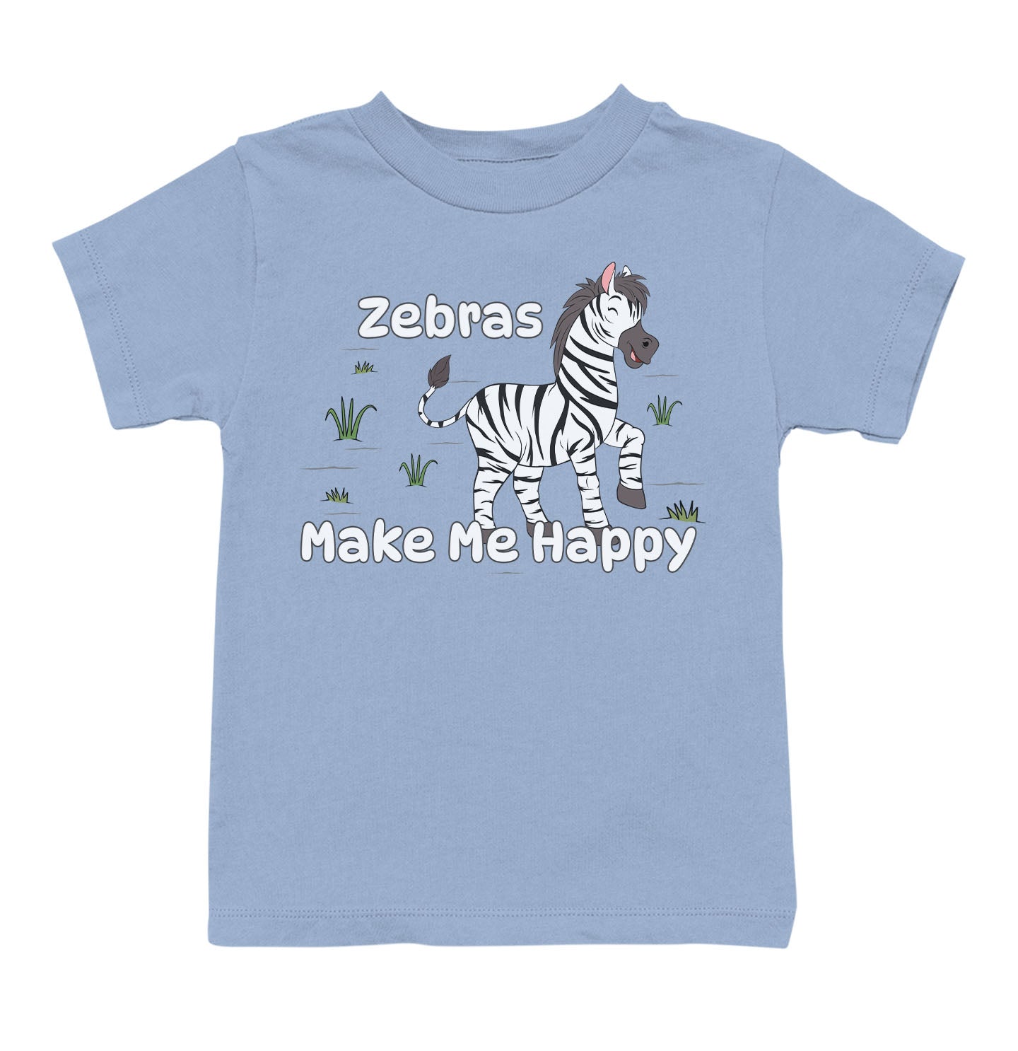 Zebra Toon Make Me Happy - Toddler Unisex T-Shirt - Light Blue