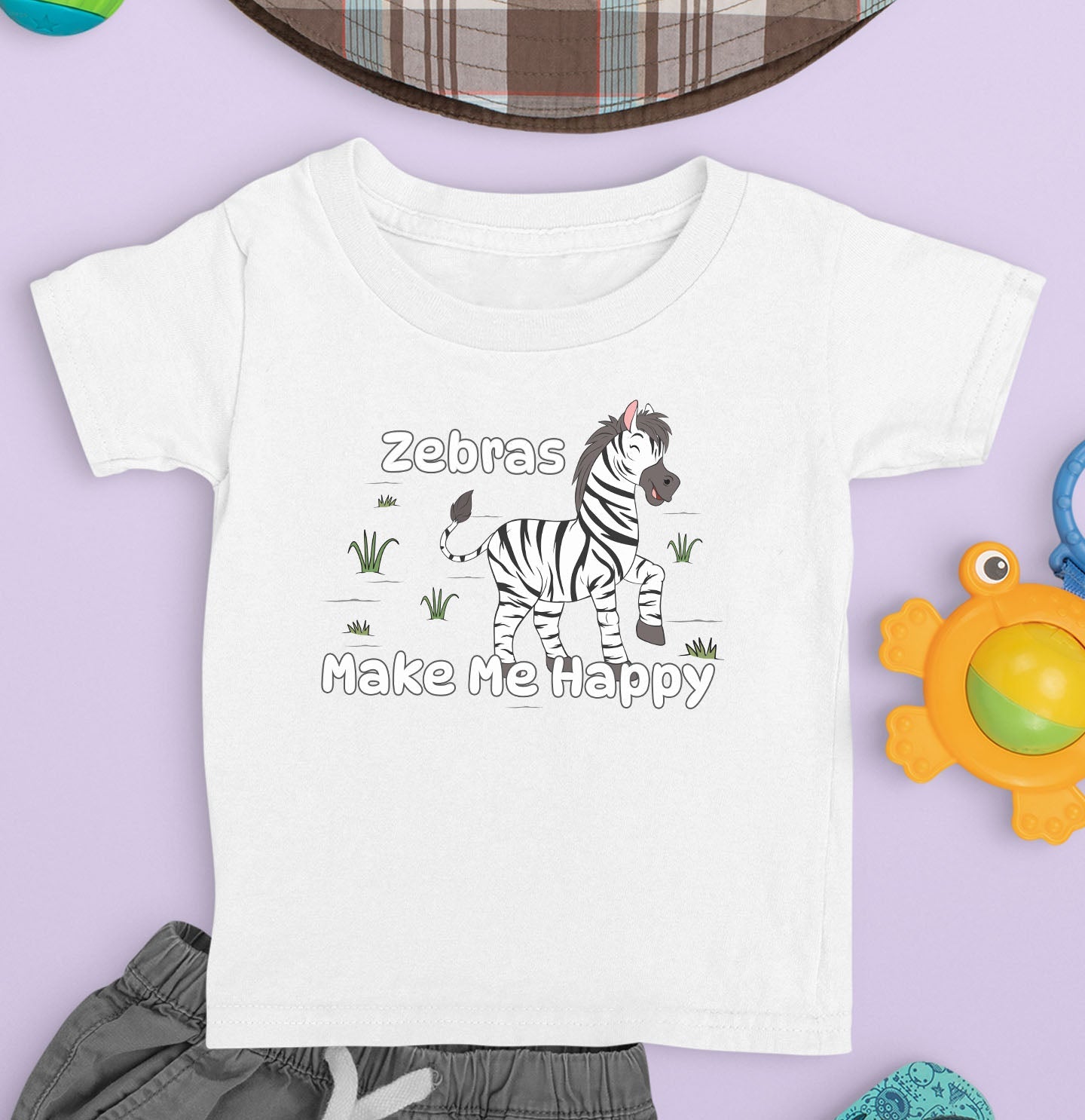 Zebra Toon Make Me Happy - Toddler Unisex T-Shirt - Main
