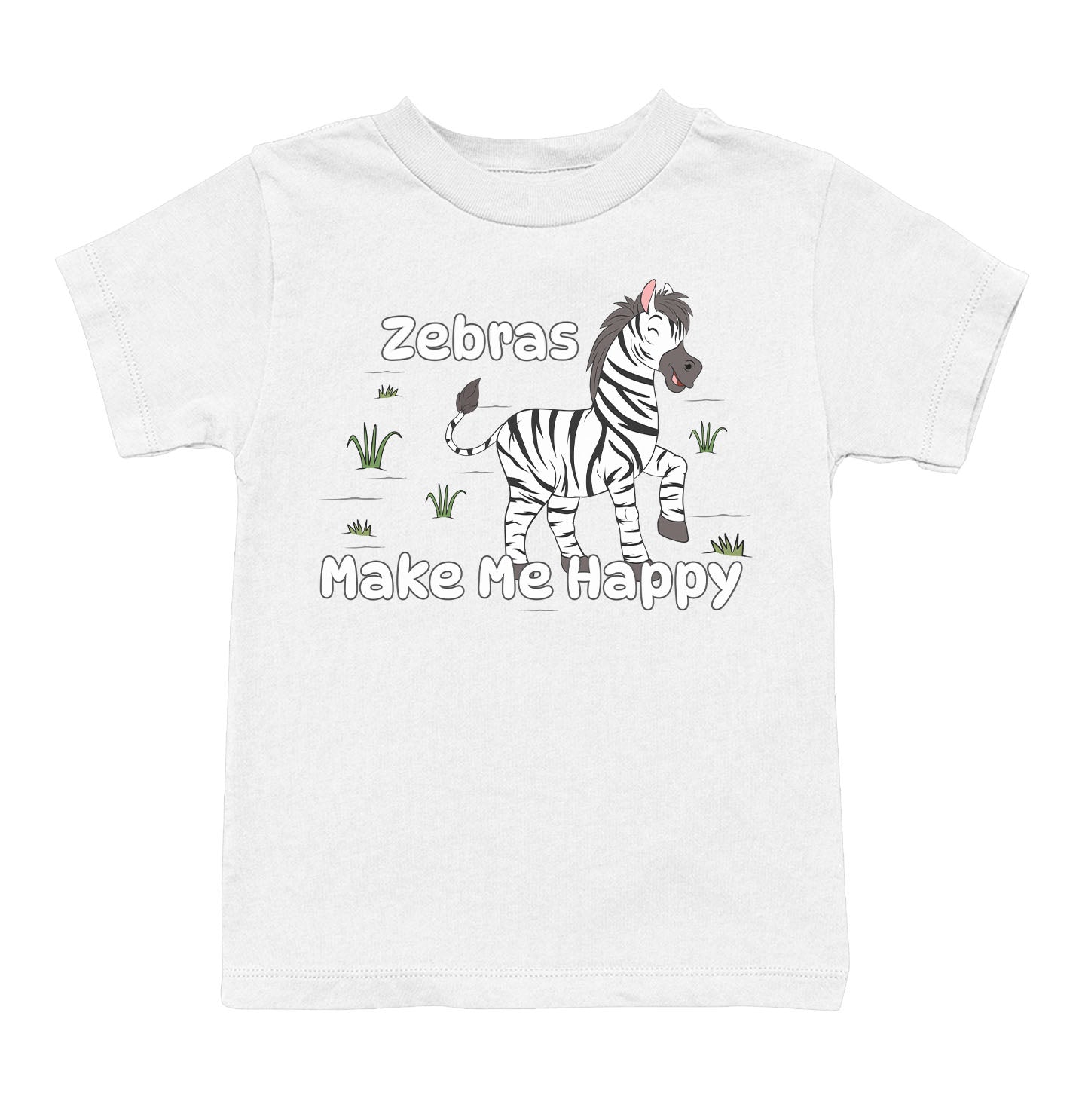 Zebra Toon Make Me Happy - Toddler Unisex T-Shirt - White