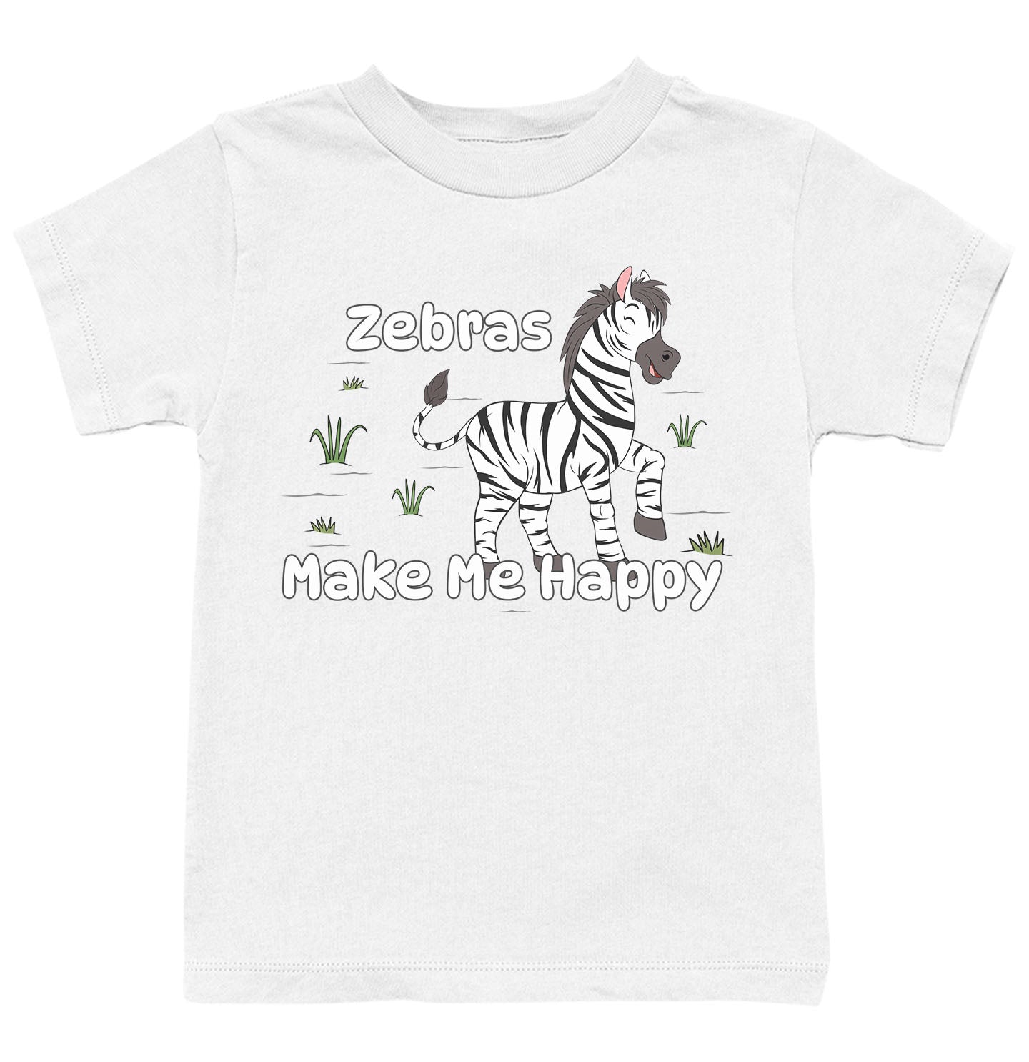 Zebra Toon Make Me Happy - Kids' Unisex T-Shirt - White
