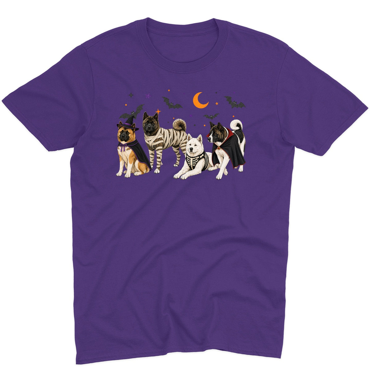Akita Halloween Lineup - Adult Unisex T-Shirt