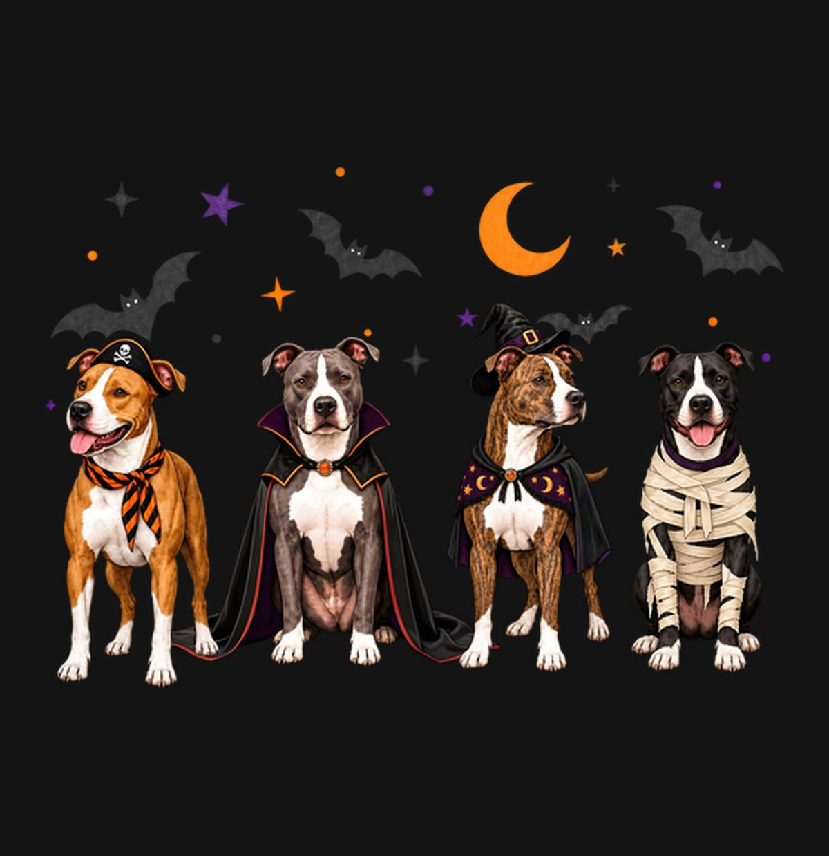 American Pit Bull Terrier Halloween Lineup - Kids Unisex T-Shirt