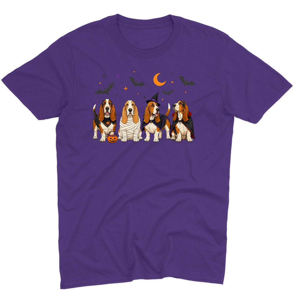 Basset Hound Halloween Lineup - Adult Unisex T-Shirt