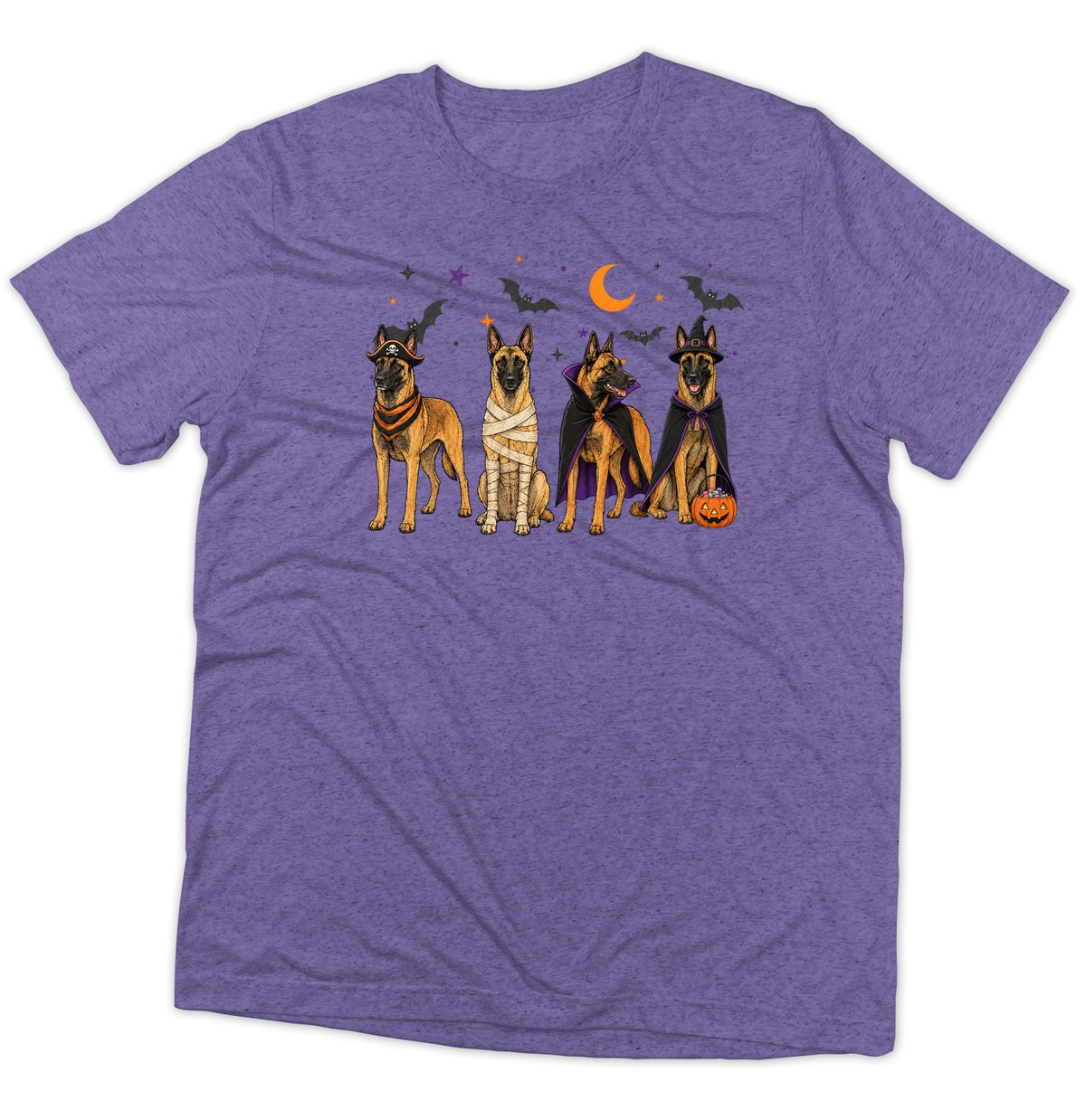 Belgian Malinois Halloween Lineup - Adult Tri-Blend T-Shirt