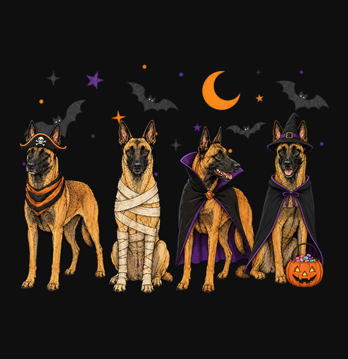 Belgian Malinois Halloween Lineup - Adult Unisex Crewneck Sweatshirt