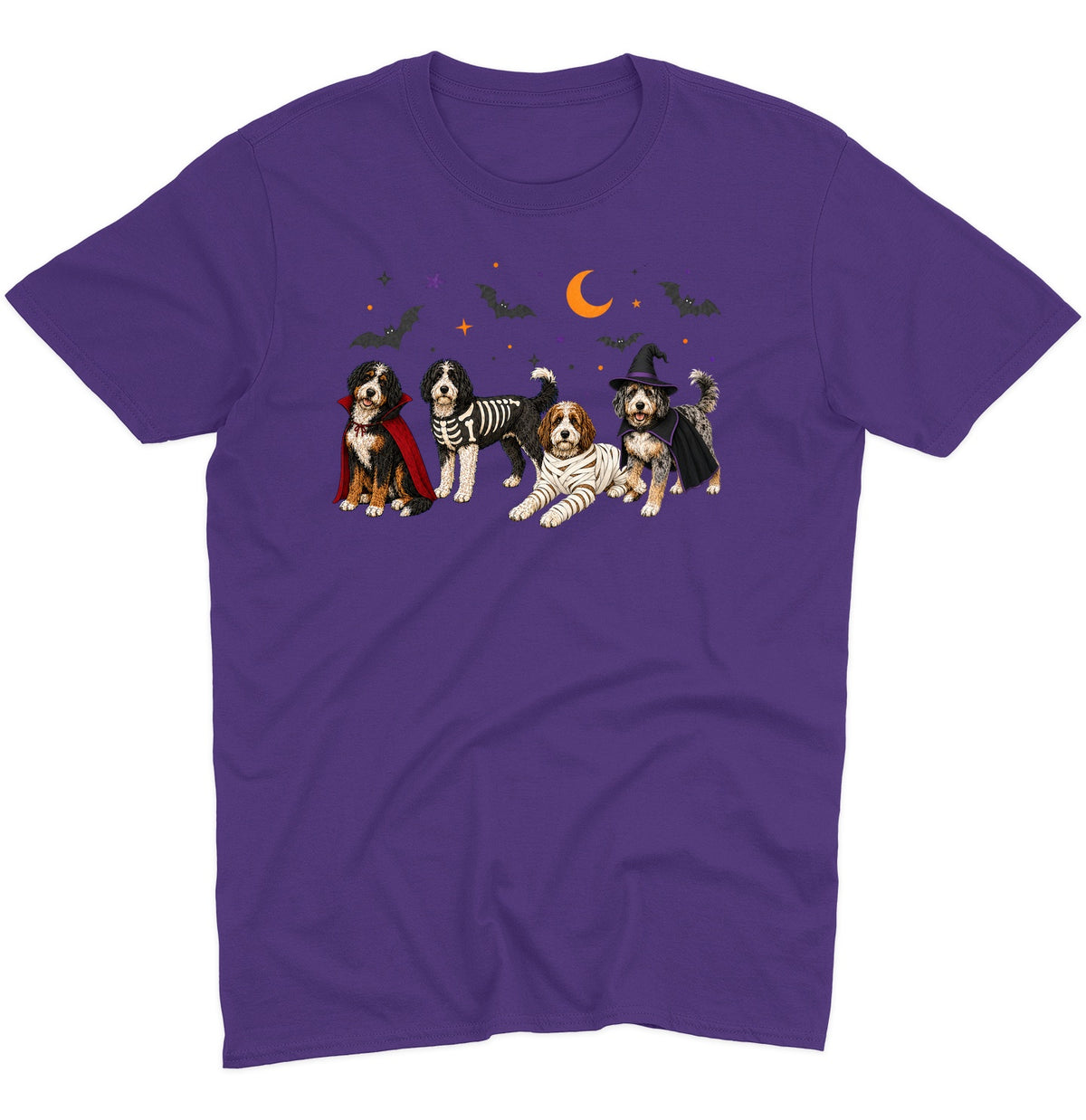 Bernedoodle Halloween Lineup - Adult Unisex T-Shirt