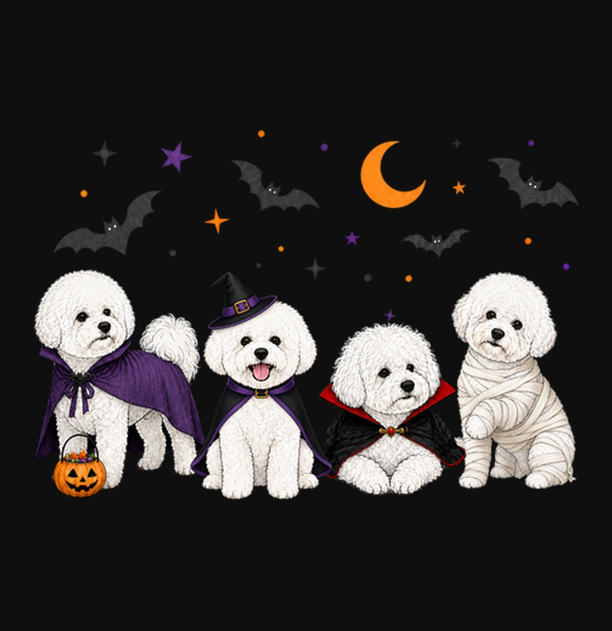 Bichon Frise Halloween Lineup - Adult Unisex Crewneck Sweatshirt