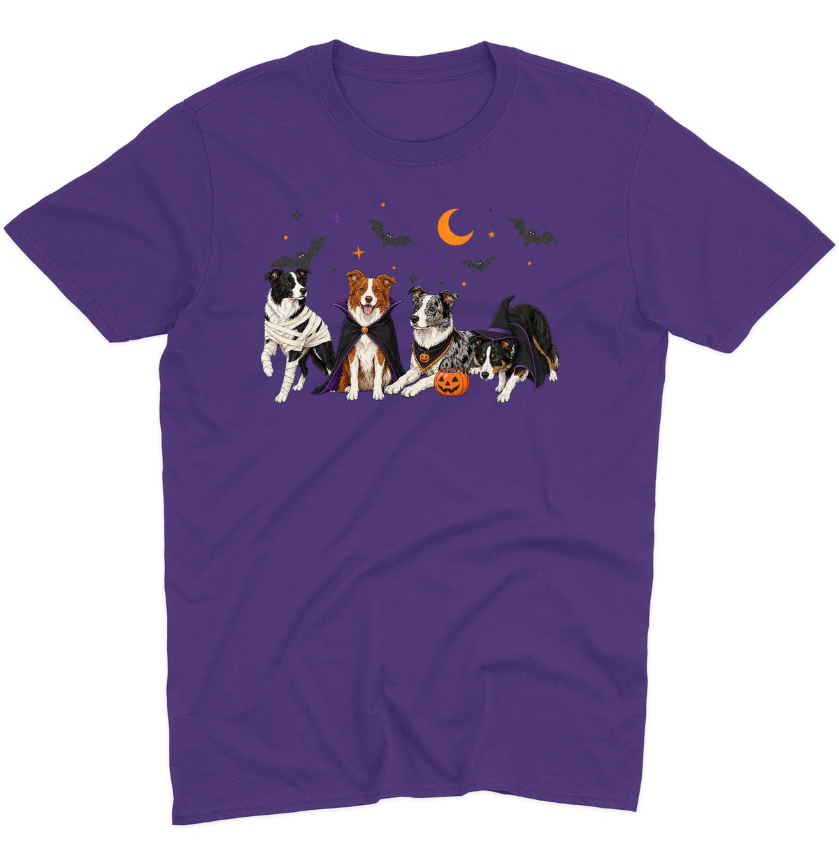 Border Collie Halloween Lineup - Adult Unisex T-Shirt