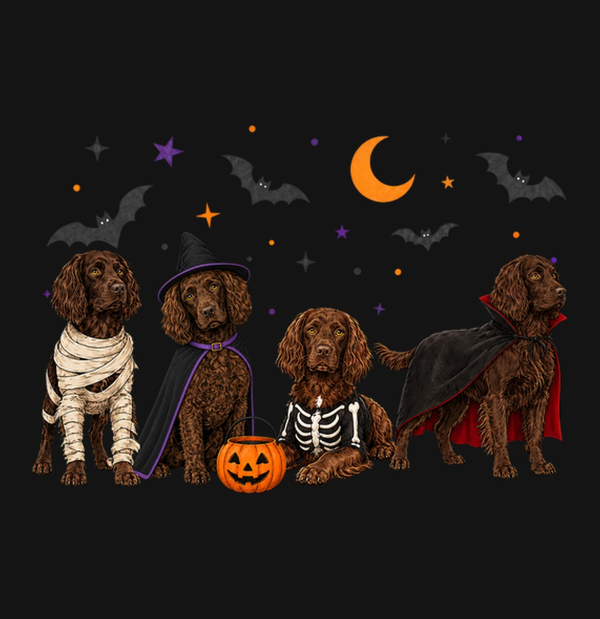 Boykin Spaniel Halloween Lineup - Kids Unisex T-Shirt
