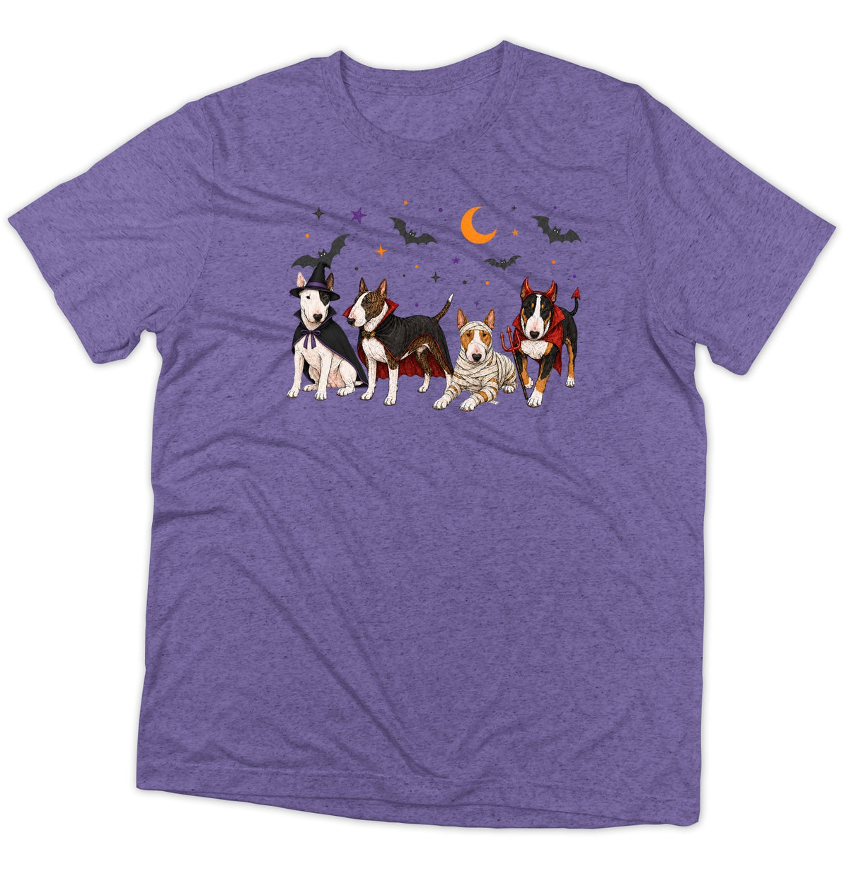 Bull Terrier Halloween Lineup - Adult Tri-Blend T-Shirt