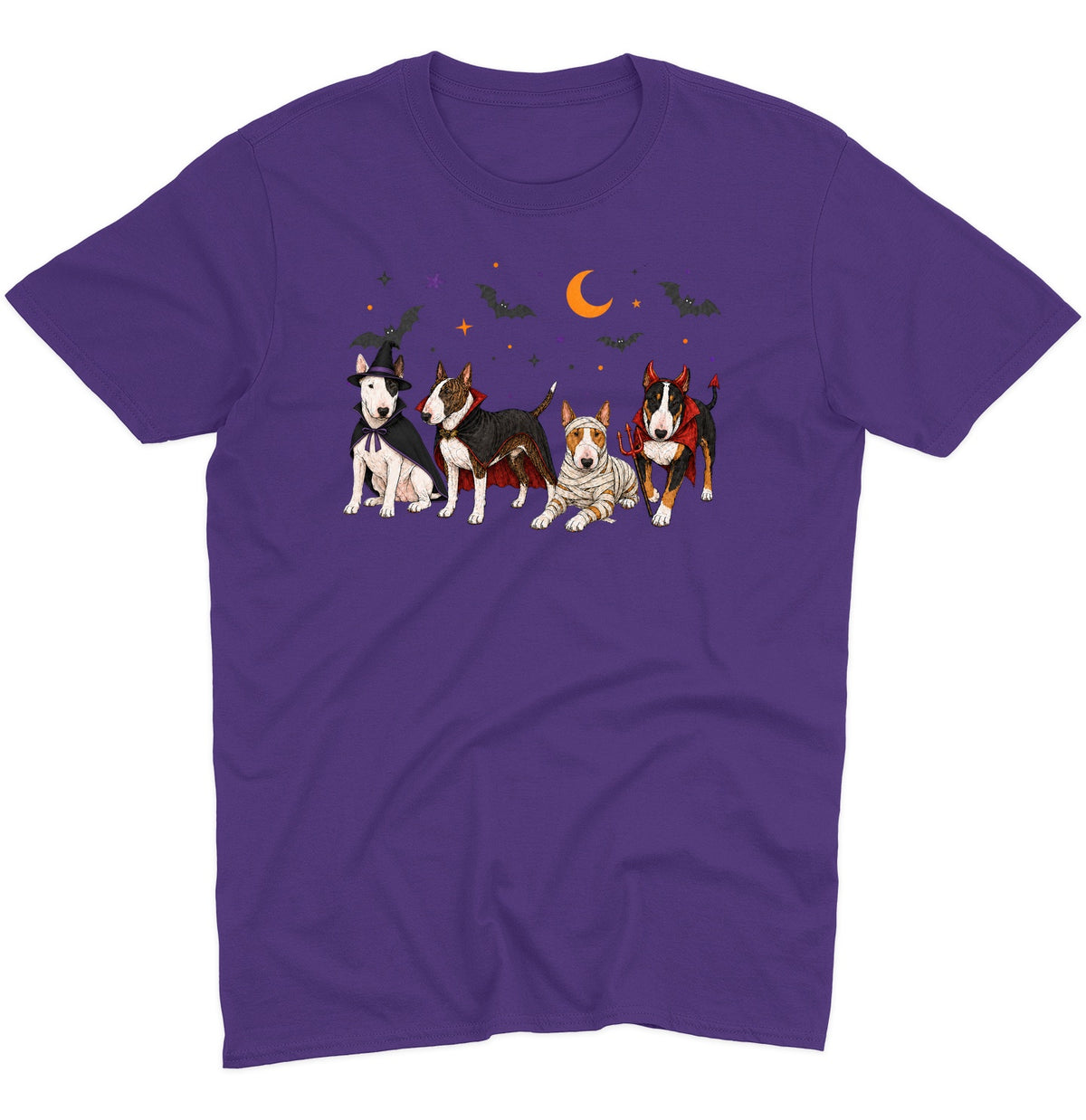 Bull Terrier Halloween Lineup - Adult Unisex T-Shirt