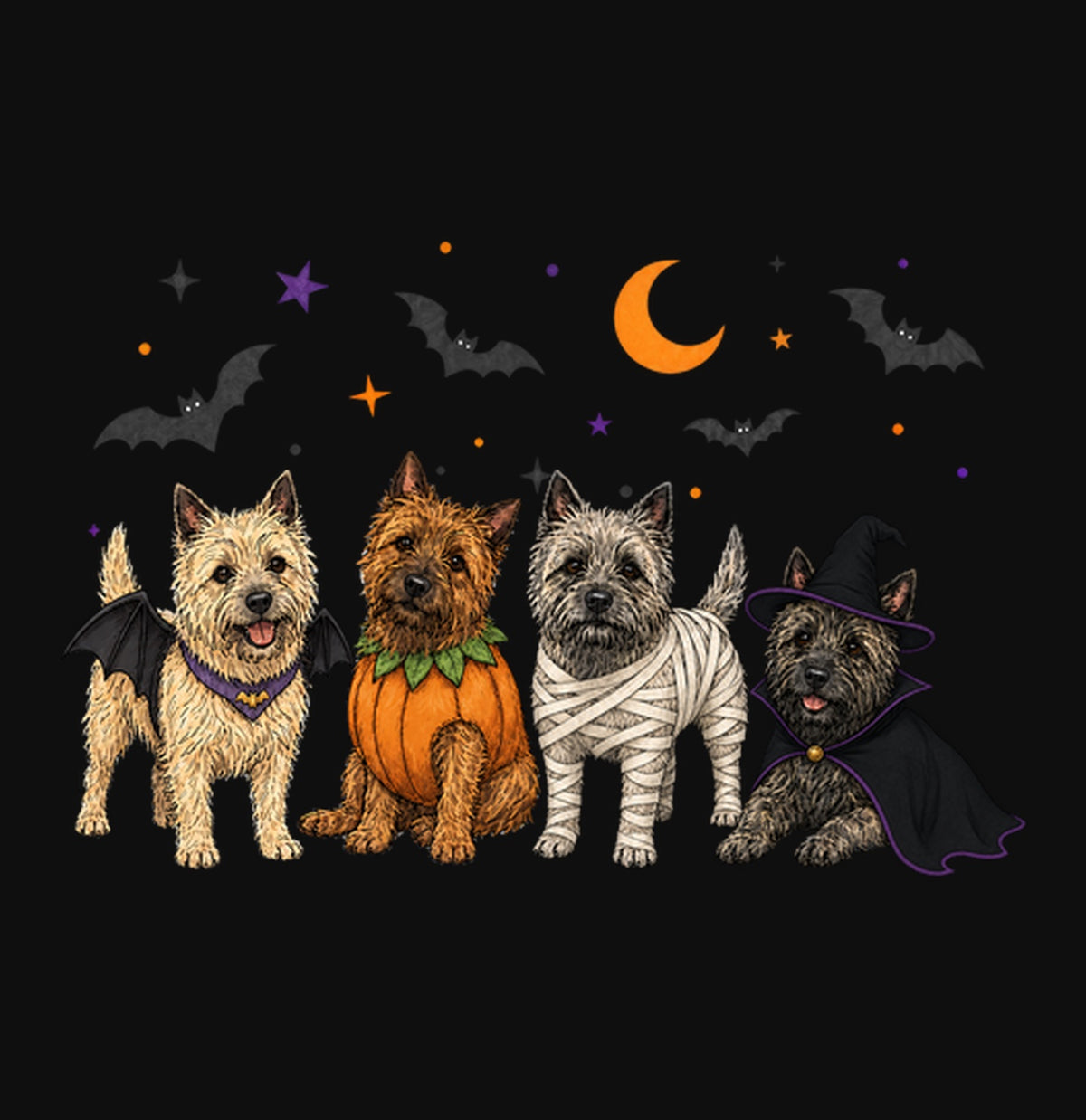 Cairn Terrier Halloween Lineup - Adult Unisex Crewneck Sweatshirt
