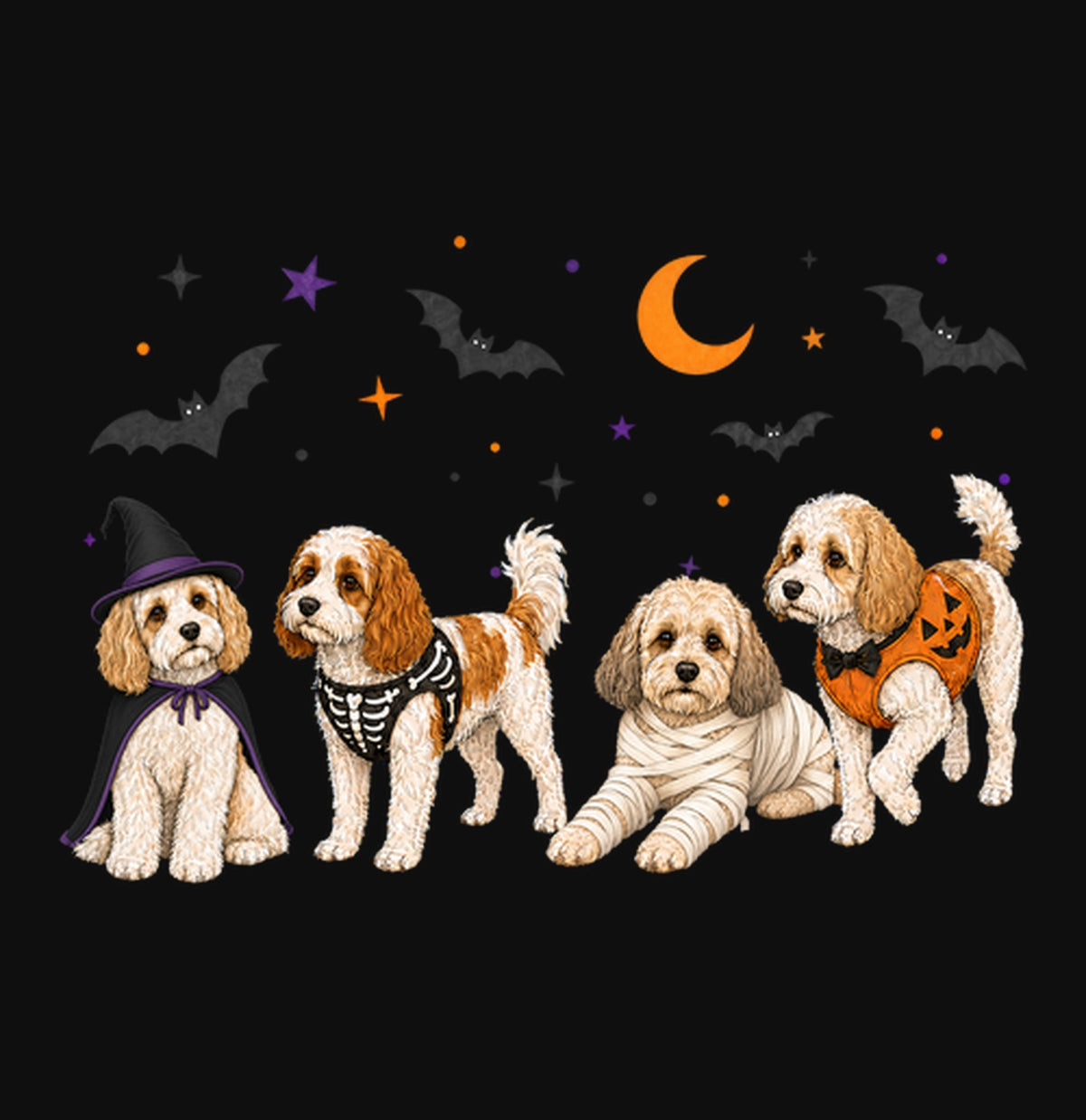 Cavachon Halloween Lineup - Adult Unisex Crewneck Sweatshirt