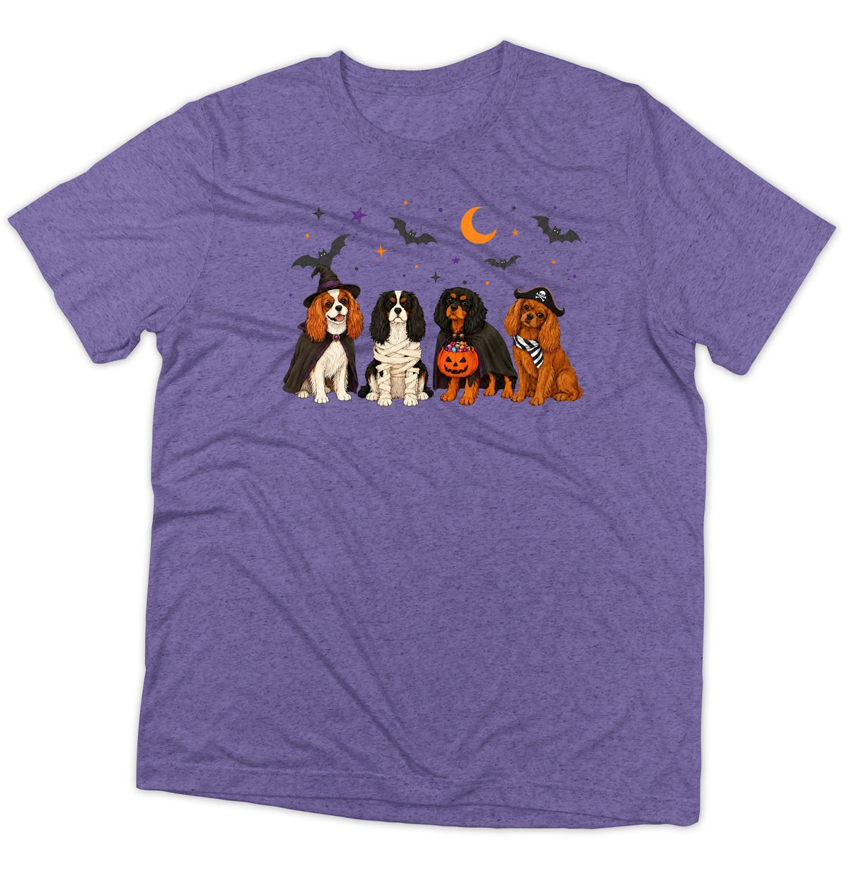 Cavalier King Charle Spaniel Halloween Lineup - Adult Tri-Blend T-Shirt