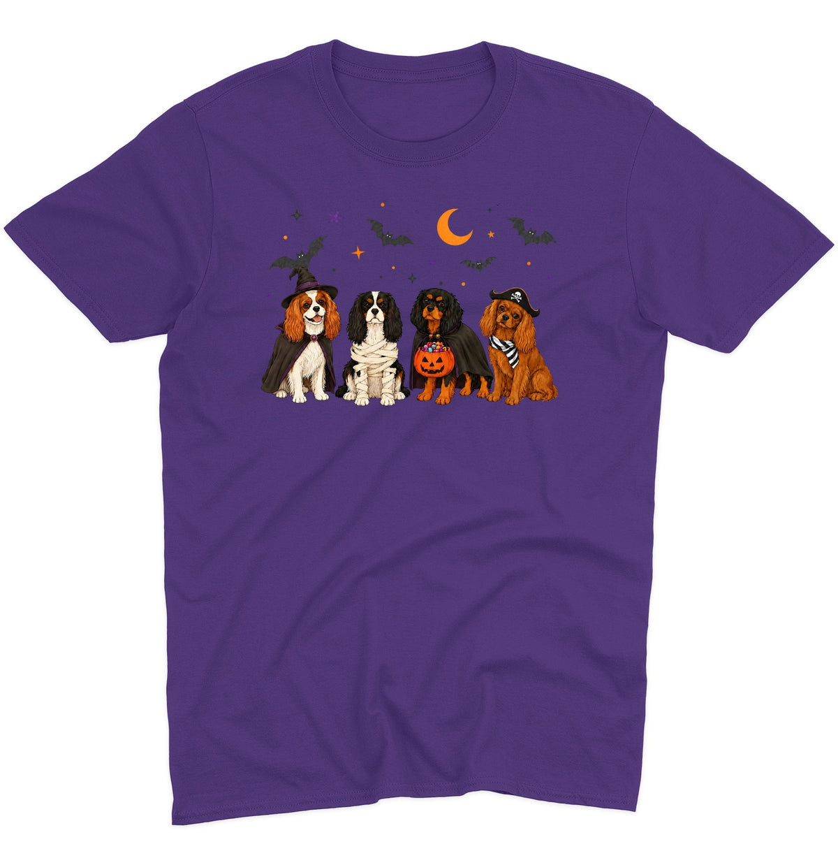 Cavalier King Charle Spaniel Halloween Lineup - Adult Unisex T-Shirt