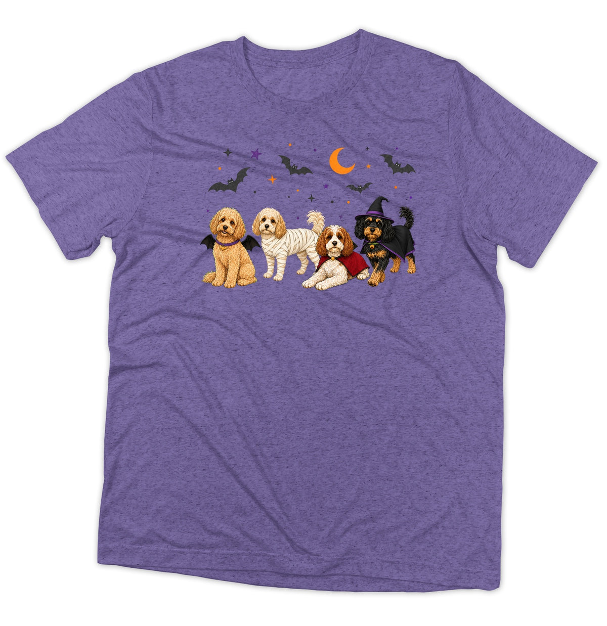 Cavapoo Halloween Lineup - Adult Tri-Blend T-Shirt