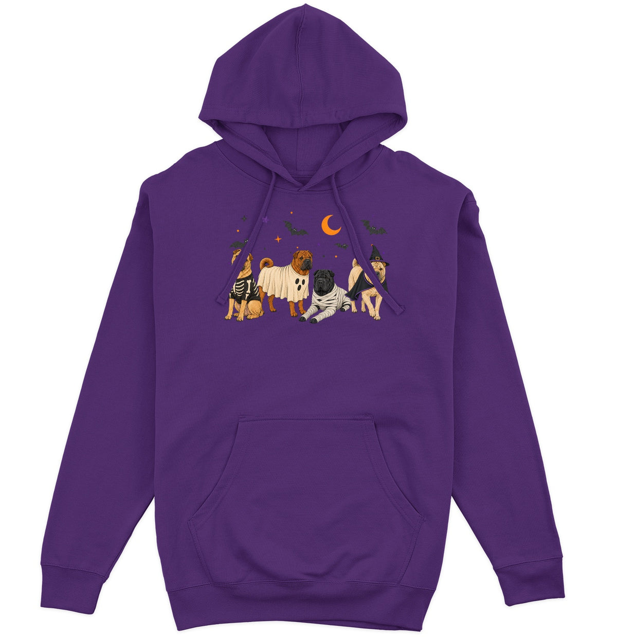Chinese Shar Pei Halloween Lineup - Adult Unisex Hoodie