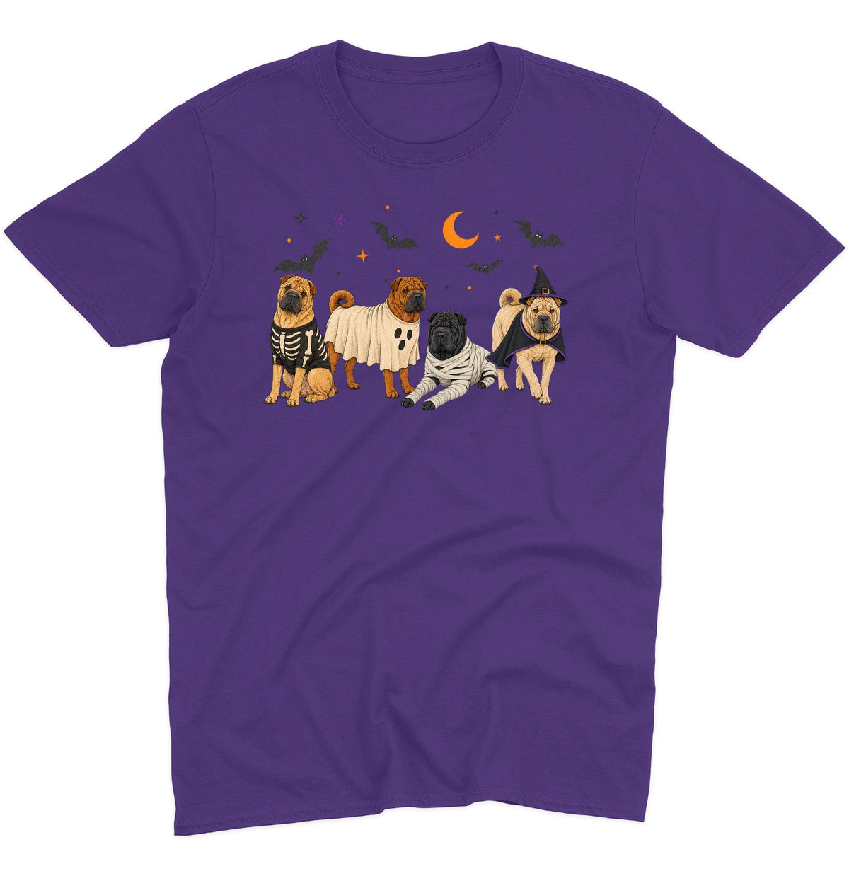 Chinese Shar Pei Halloween Lineup - Adult Unisex T-Shirt