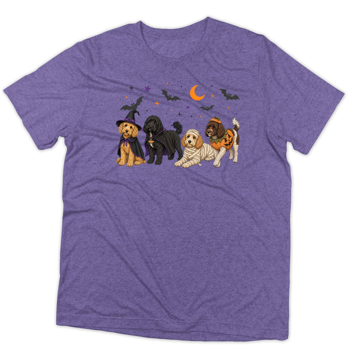 Cockapoo Halloween Lineup - Adult Tri-Blend T-Shirt